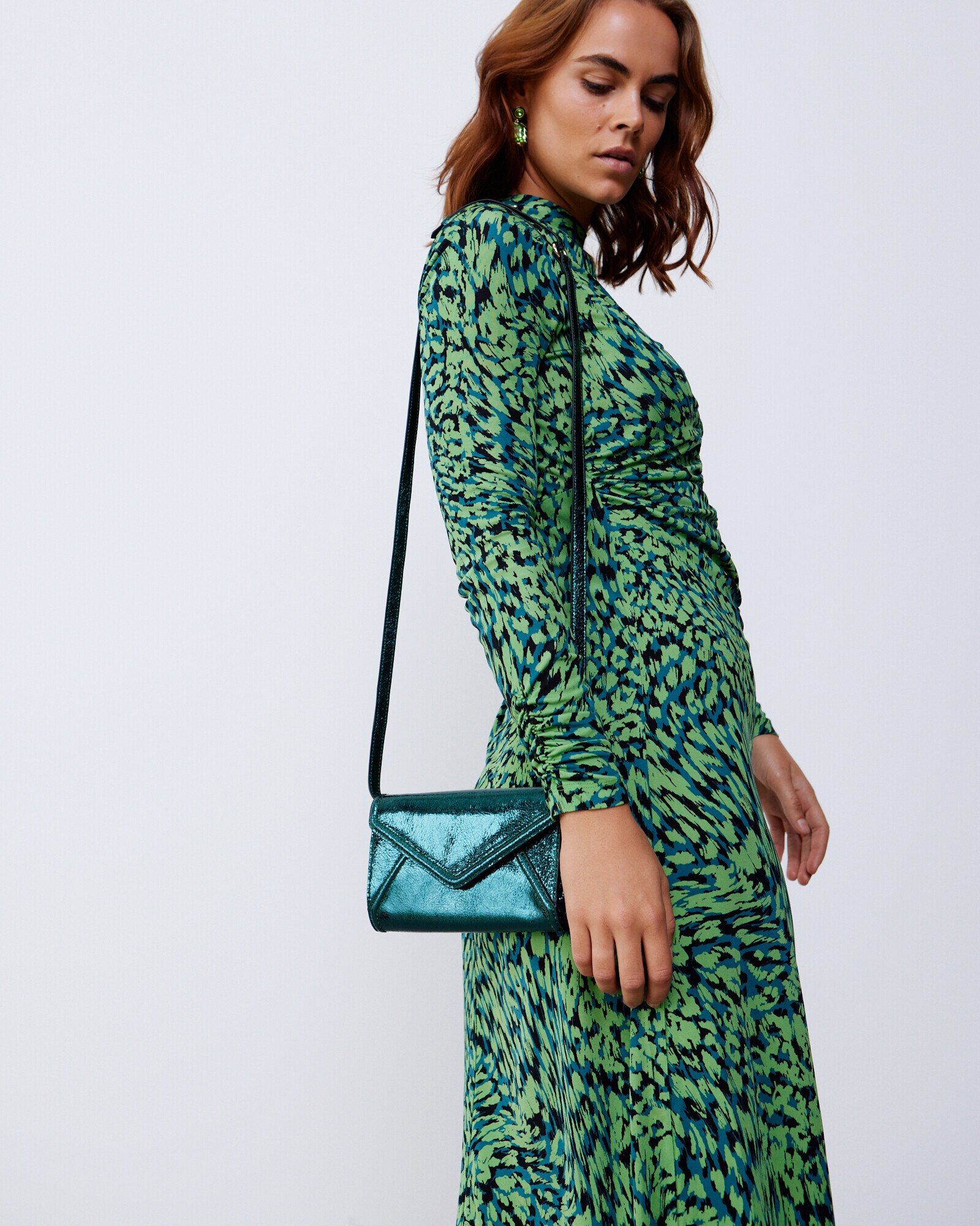 Dora Teal Green Metallic Crossbody Bag Oliver Bonas