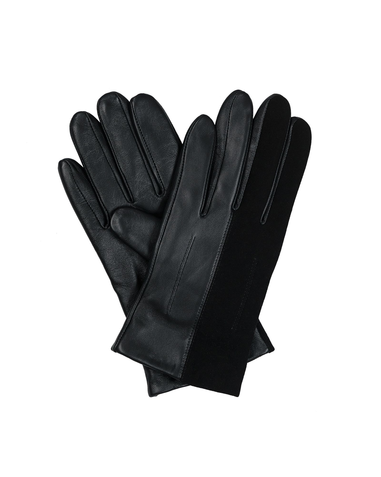 Half & Half Black Leather Gloves | Oliver Bonas