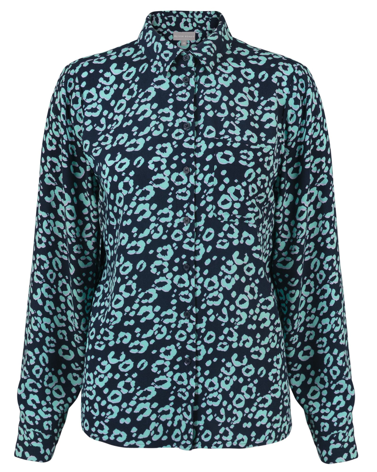 oliver bonas teal animal print dress