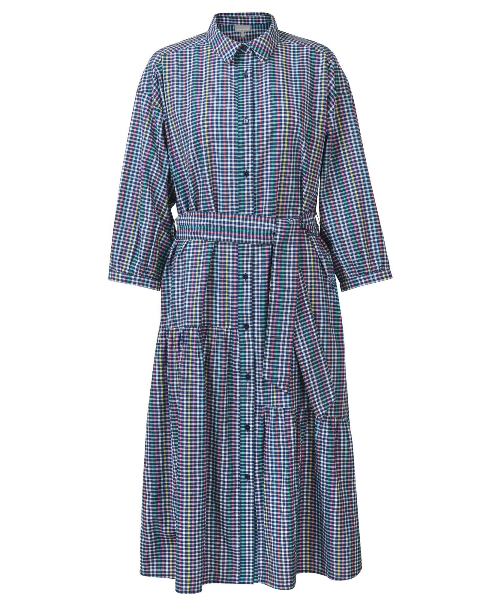 Gingham Blue Shirt Midi Dress | Oliver Bonas