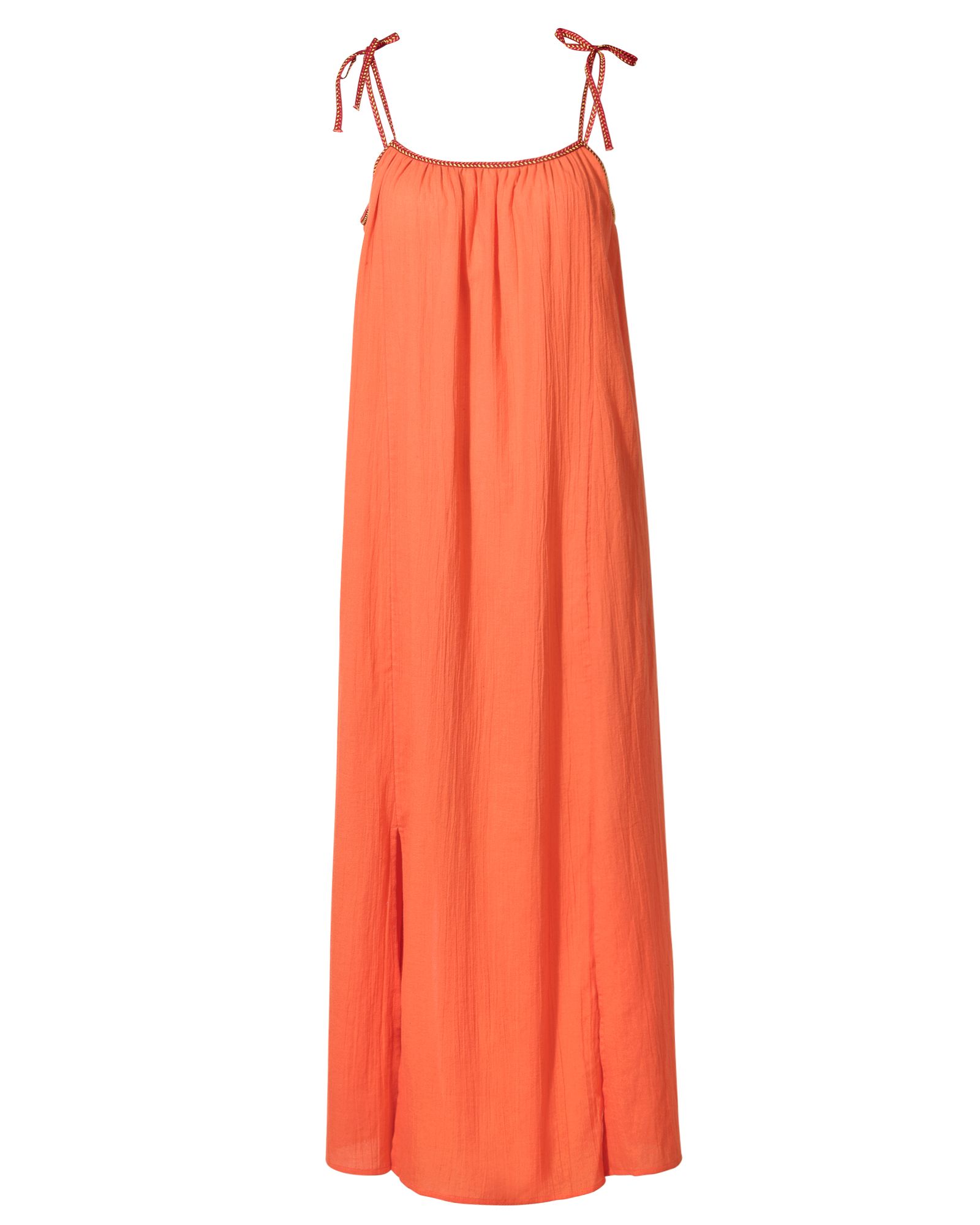 Trim Tie Orange Midi Beach Dress | Oliver Bonas