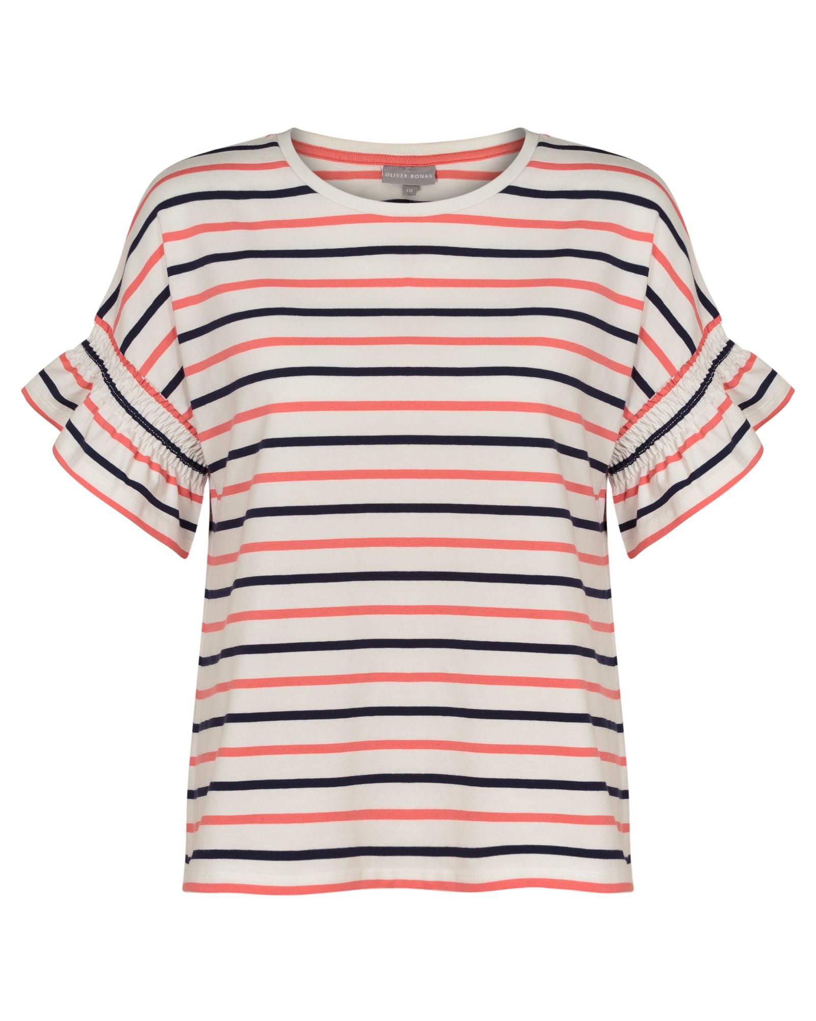 Striped Frill White T-Shirt | Oliver Bonas