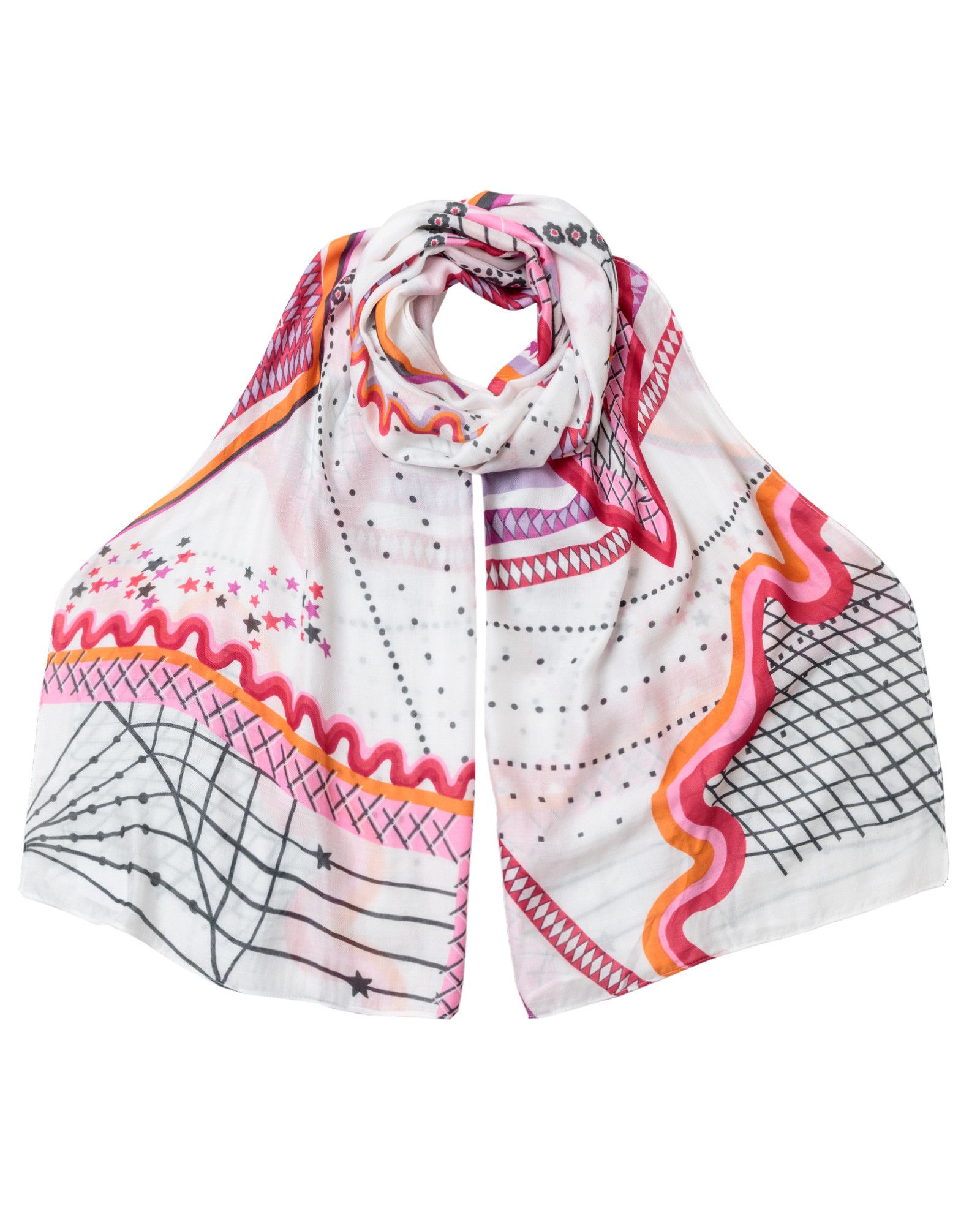 Circus Print White Scarf | Oliver Bonas