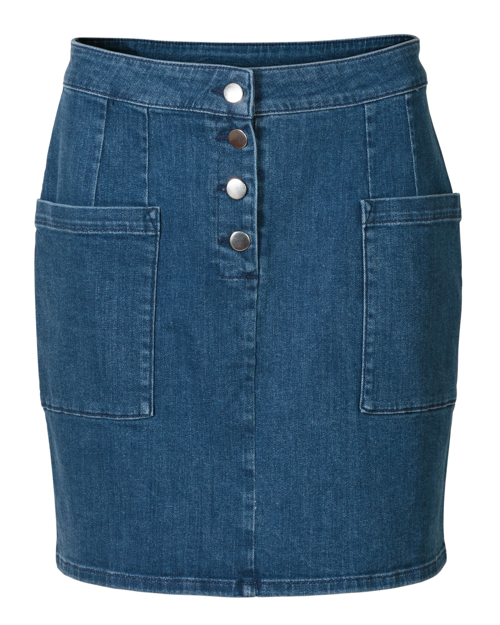 blue denim mini skirt