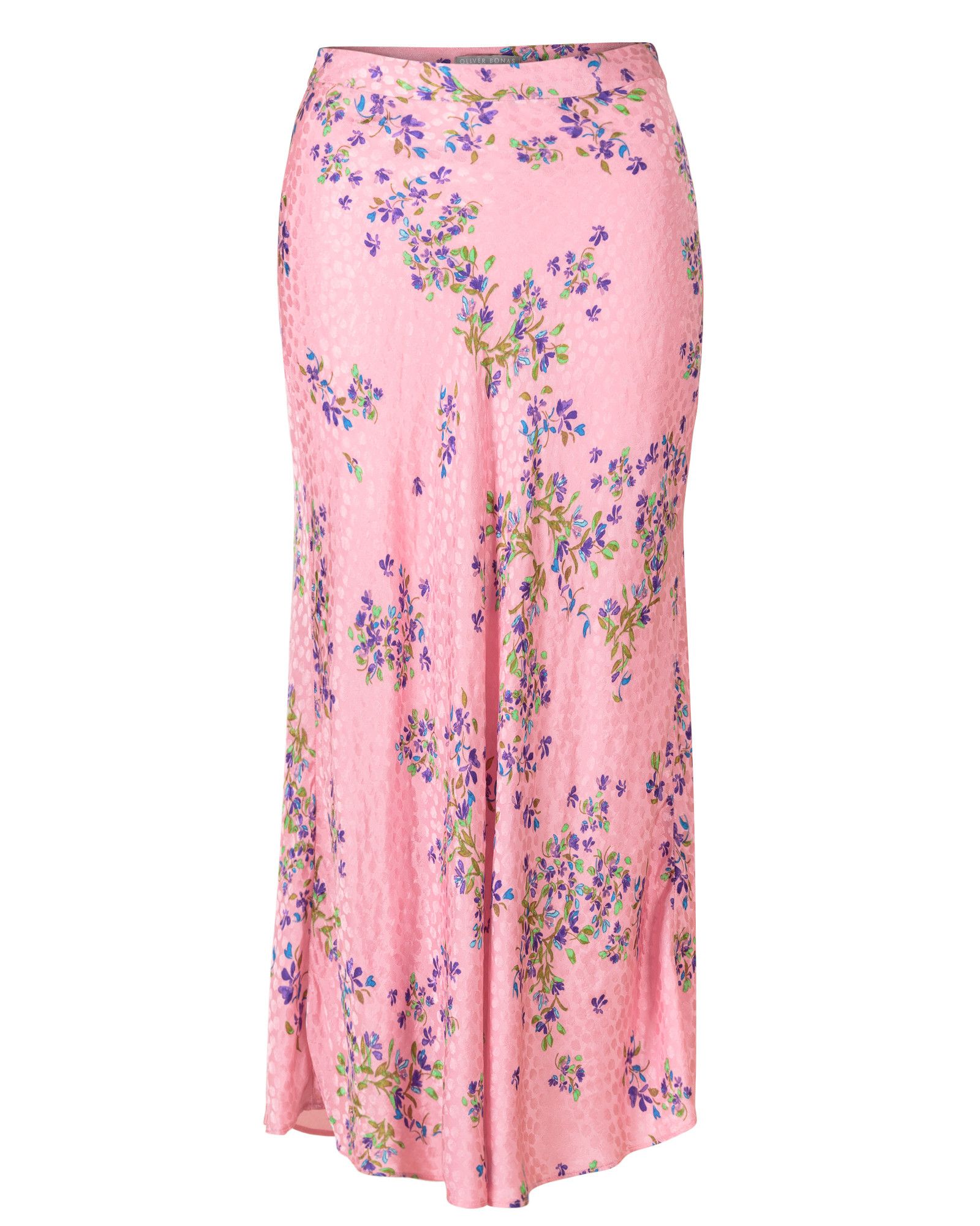 Floral Print Pink Jacquard Dot Midi Skirt | Oliver Bonas