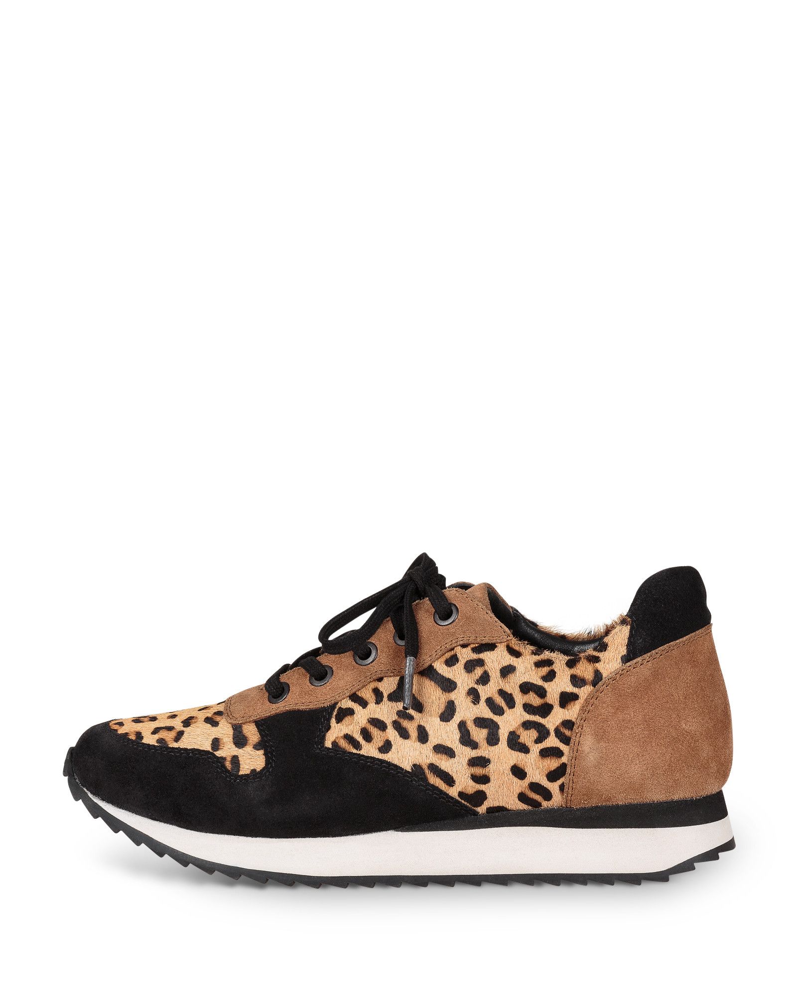 black and animal print trainers