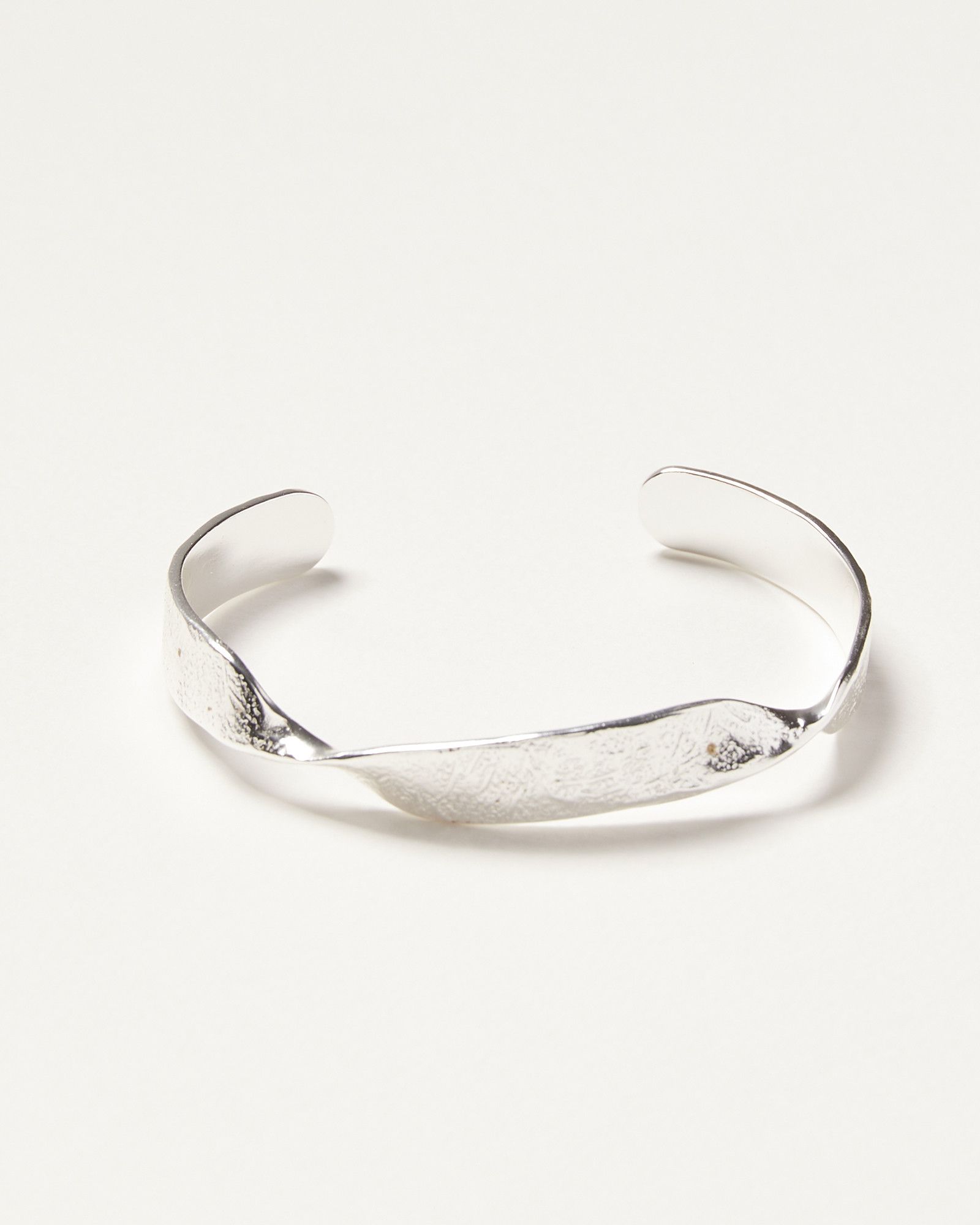 Tempo Textured Twist Silver Plated Bangle | Oliver Bonas