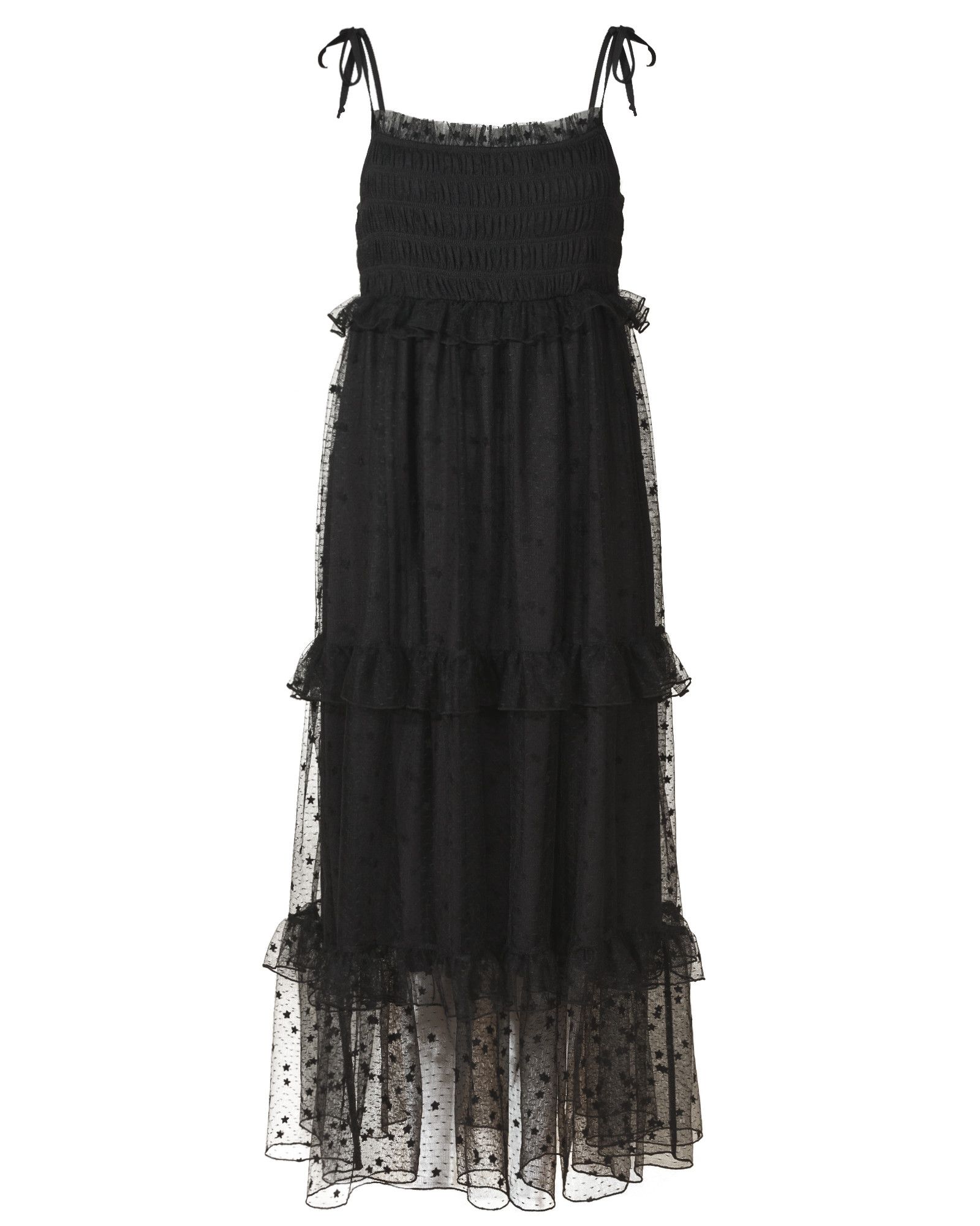 Amazing Frou Black Tiered Midi Dress | Oliver Bonas