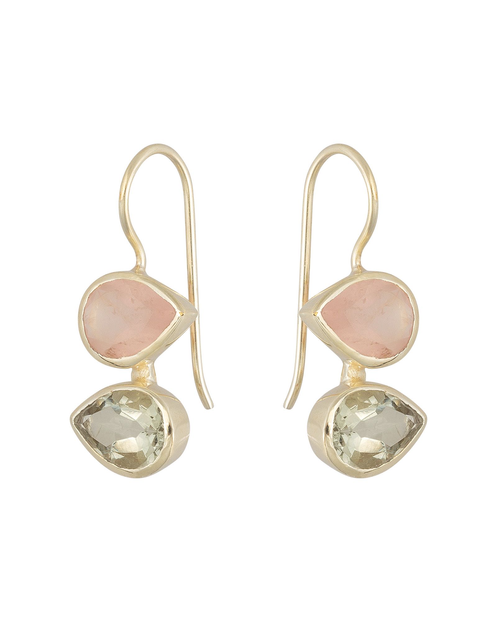 Divina Pink Double Stone & Gold Plated Drop Earrings | Oliver Bonas