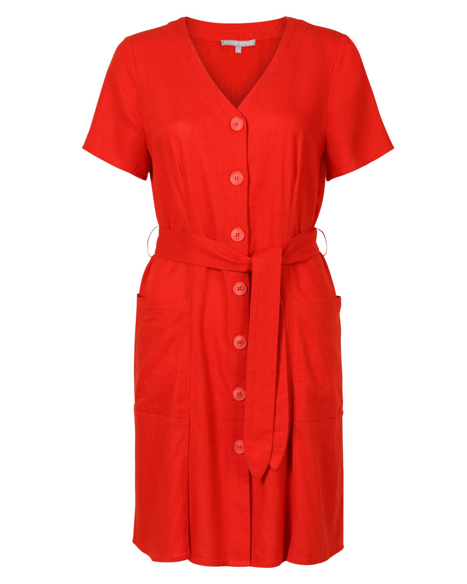 Adventure Red Linen Mini Dress | Oliver Bonas
