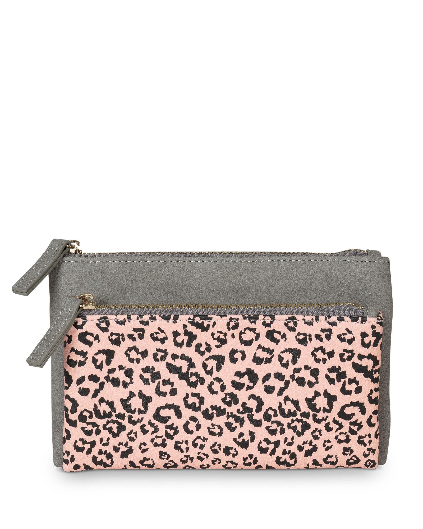 Deliah Grey & Pink Leopard Print Pouch | Oliver Bonas