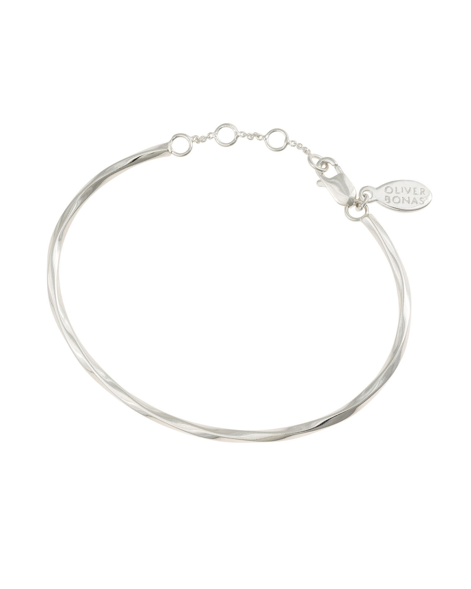 Kinsley Fine Twist Silver Bangle | Oliver Bonas