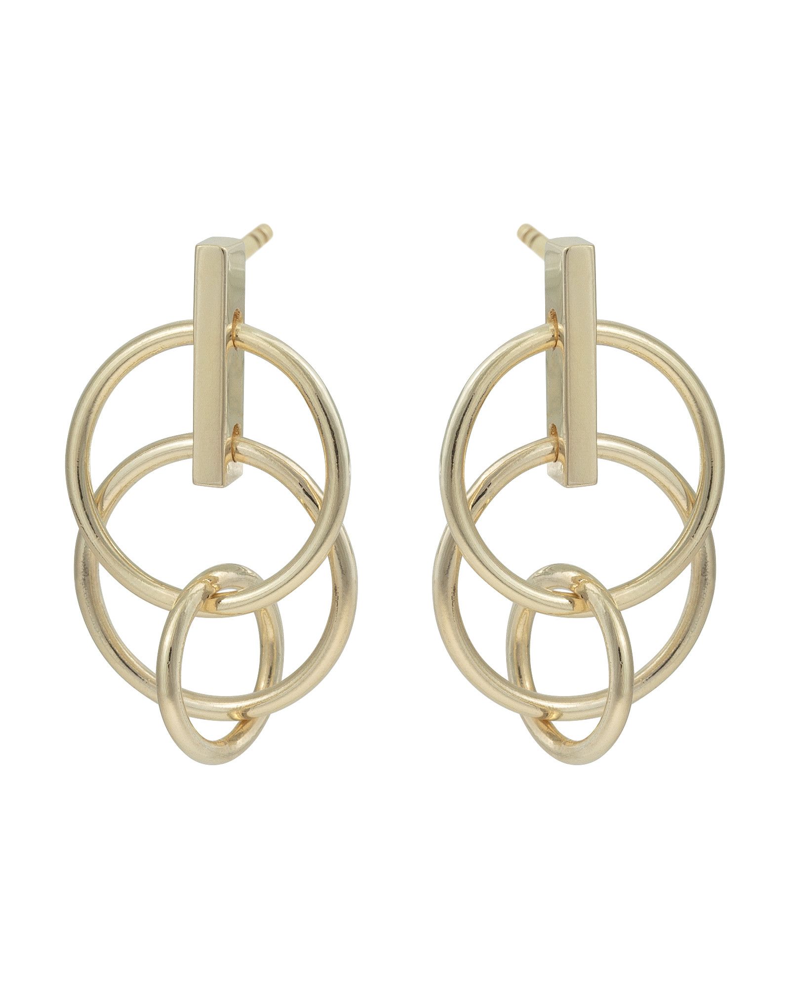 Primo Mini Interlinked Circles Gold Plated Drop Earrings | Oliver Bonas