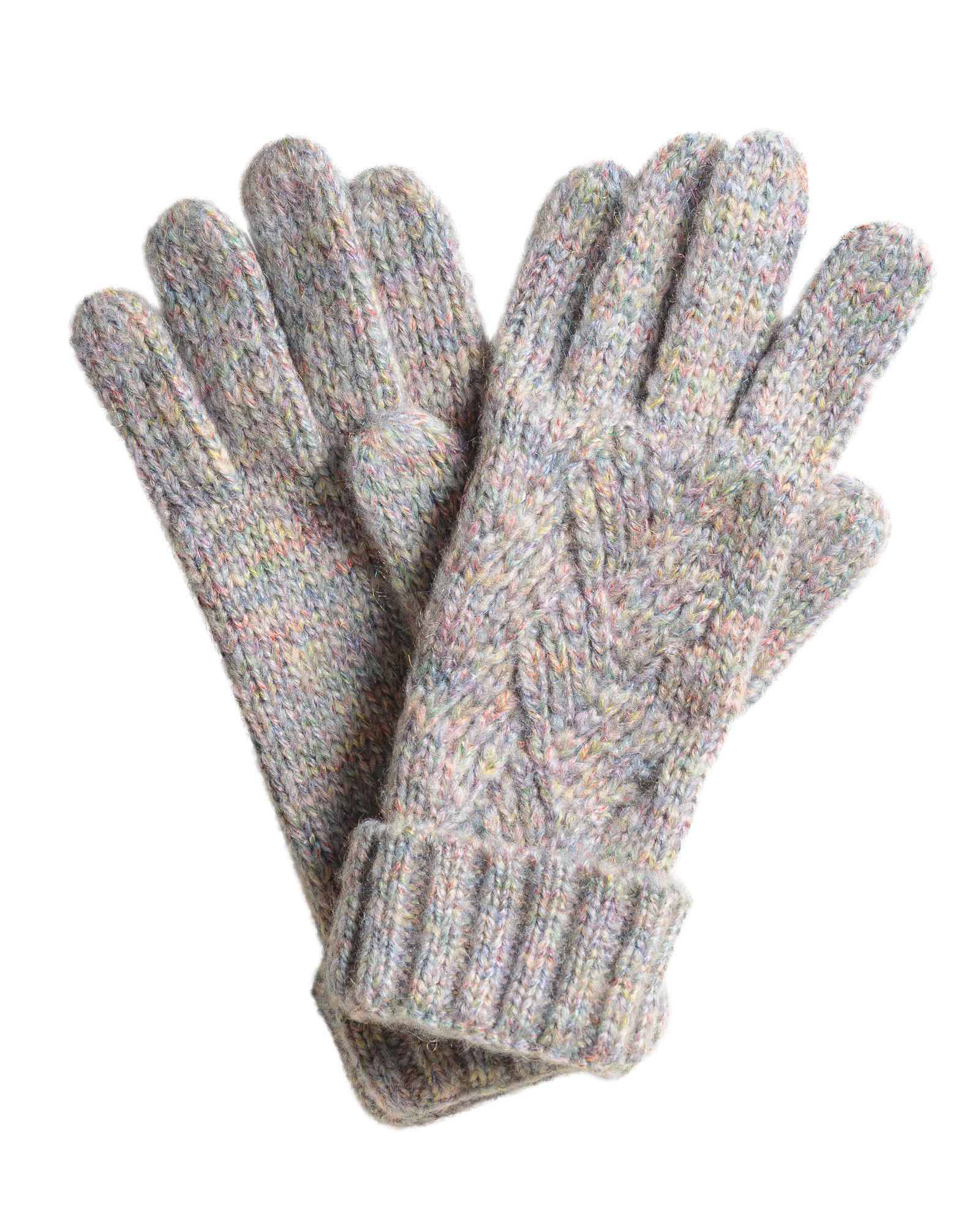 grey knit gloves