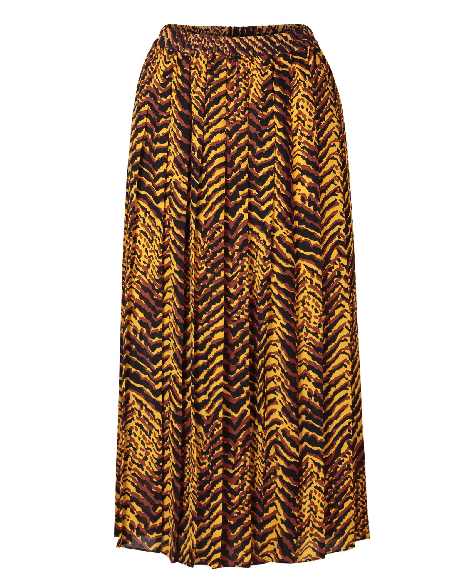 Zebra Print Yellow Pleated Midi Skirt | Oliver Bonas