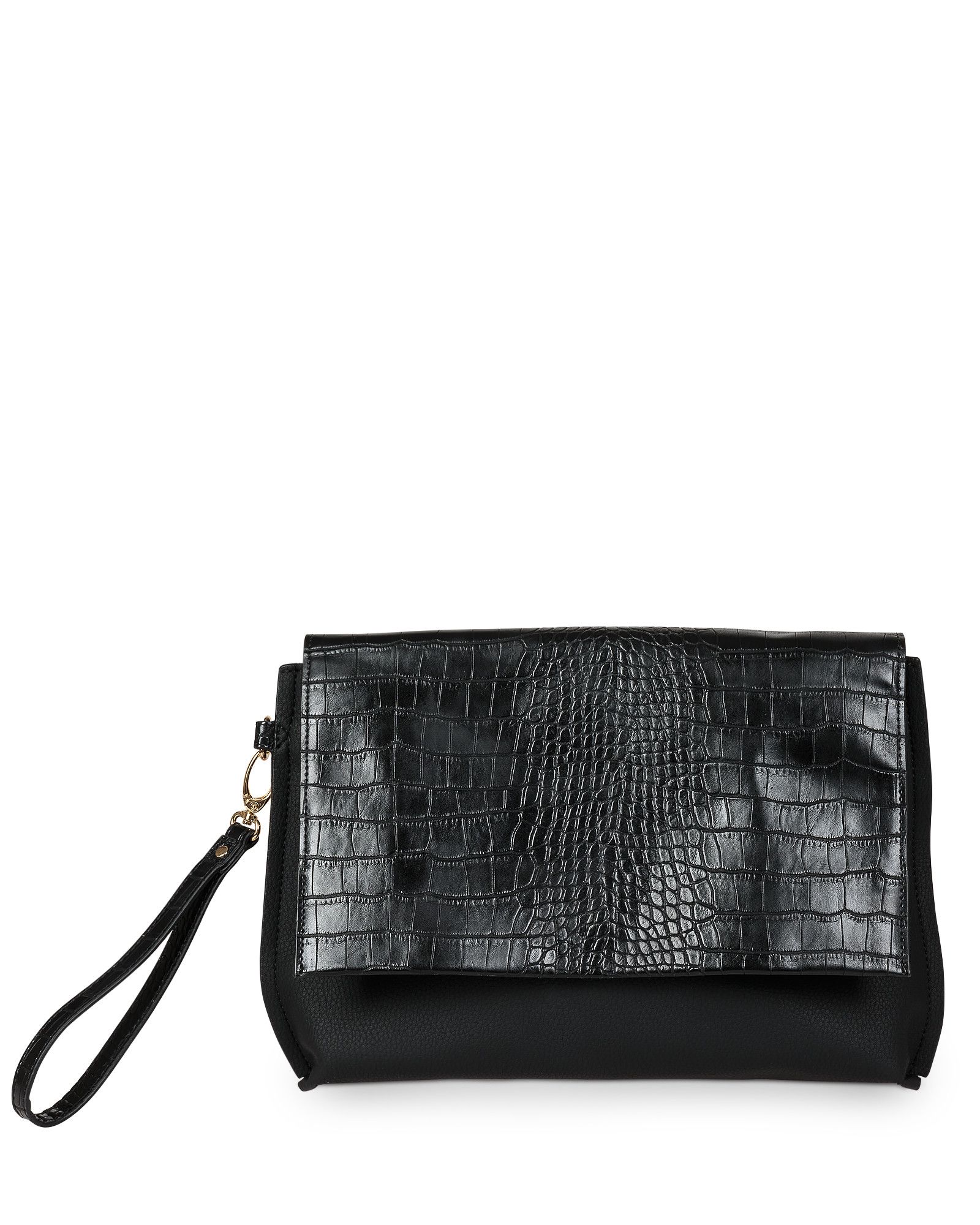 black croc clutch bag