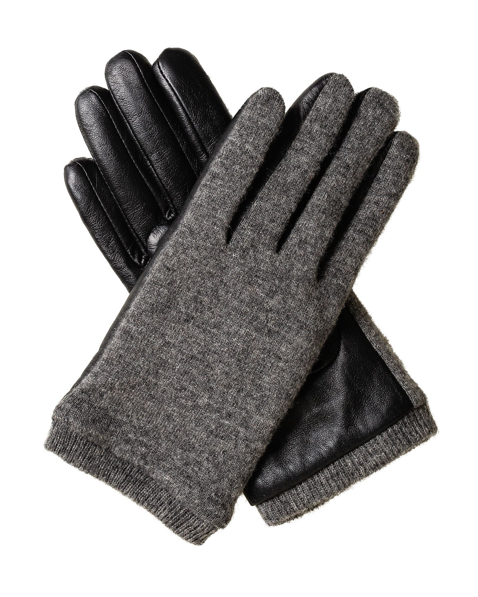 Grey Wool & Leather Gloves | Oliver Bonas