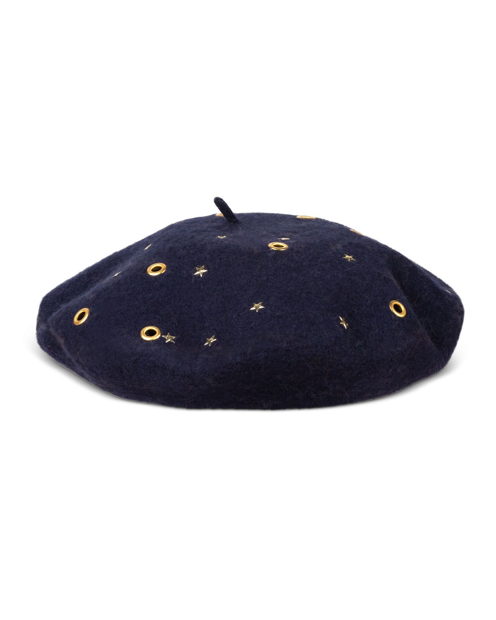 Stars & Stud Blue Beret Hat