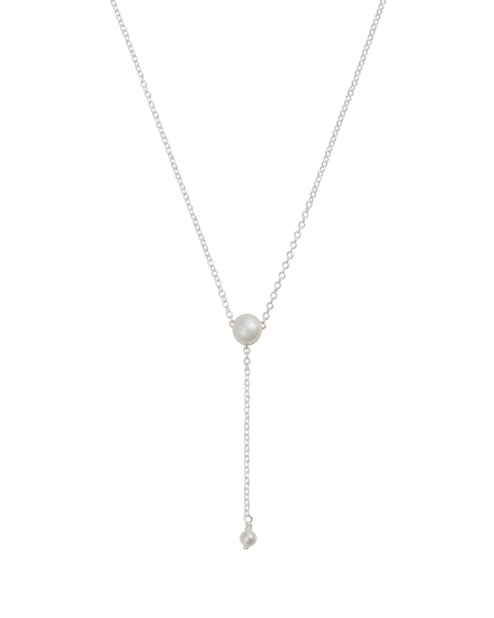 Corey Pearl & Silver Drop Pendant Necklace | Oliver Bonas