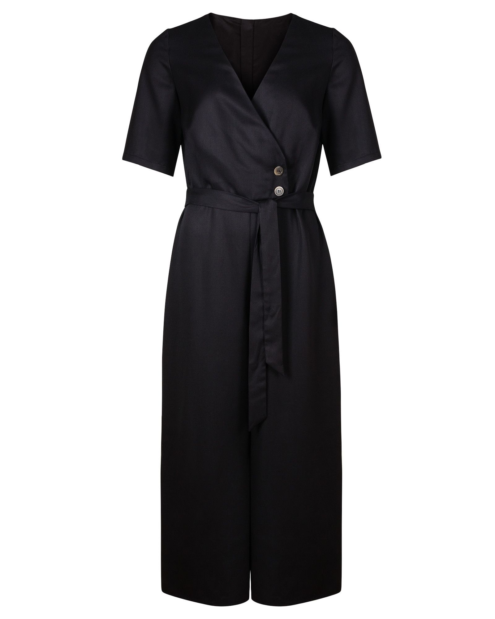 Wrap Front Black Jumpsuit | Oliver Bonas