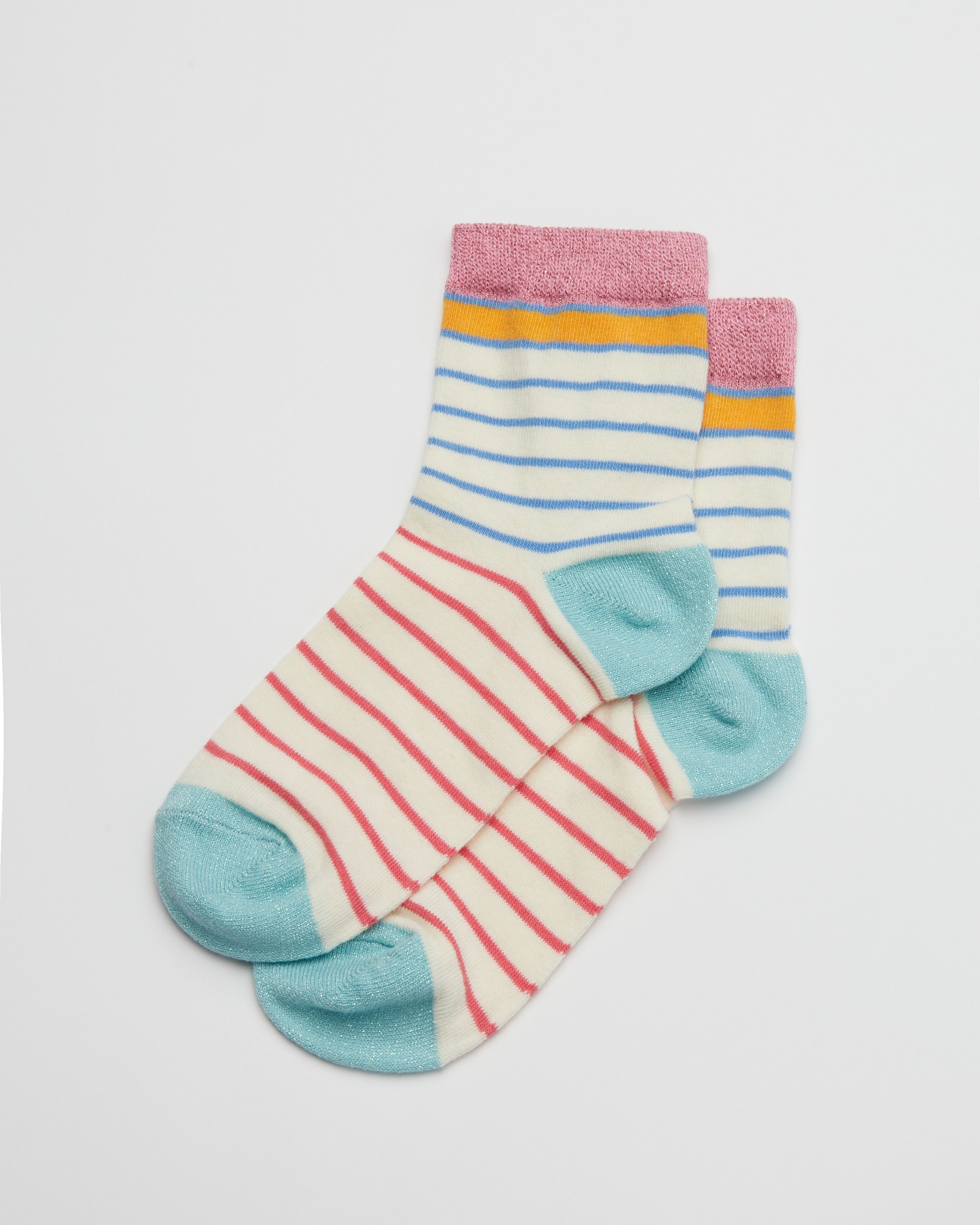 Bright Coral Striped Ankle Socks | Oliver Bonas