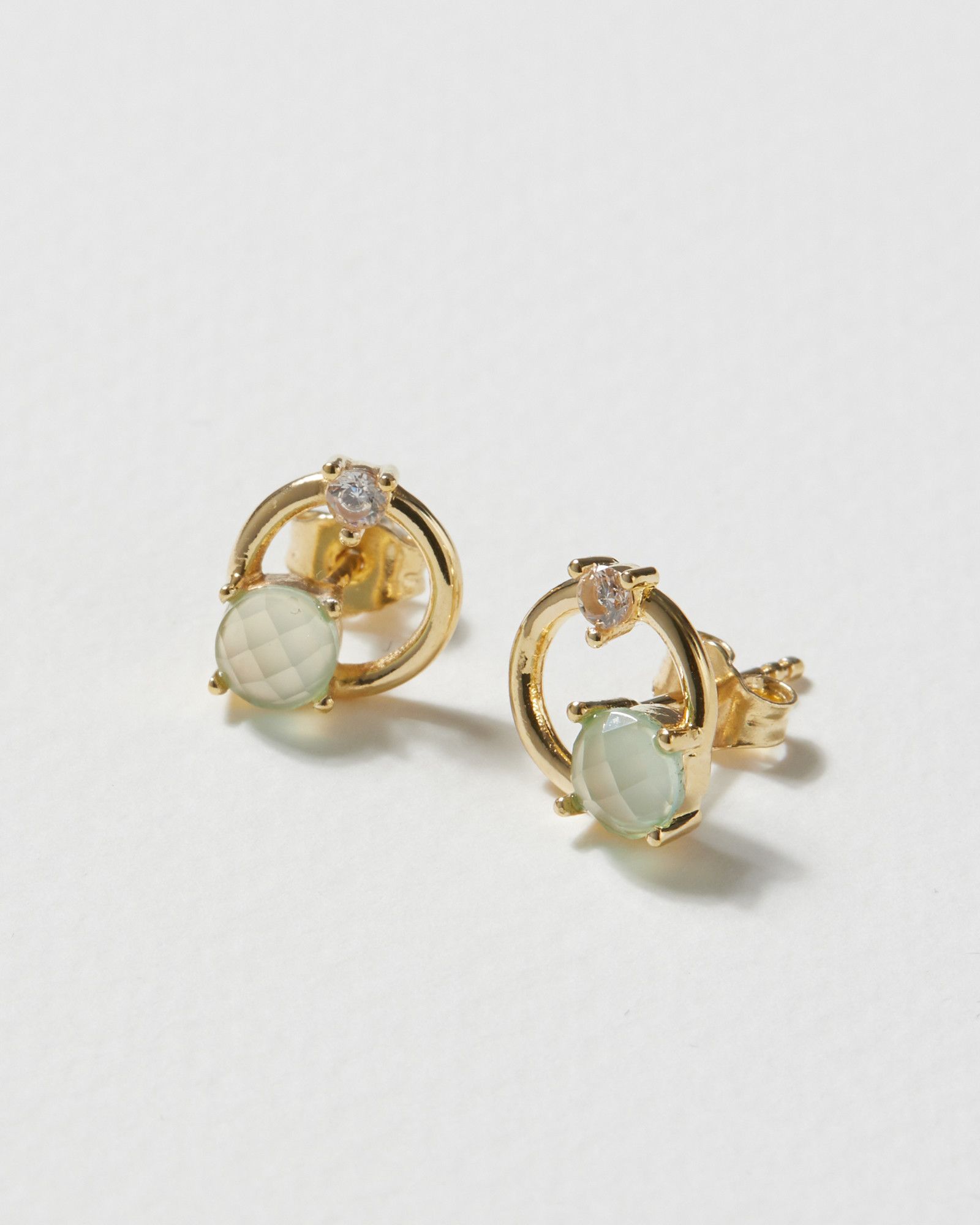 Elif Aqua Calci Cluster Gold Plated Stud Earrings | Oliver Bonas