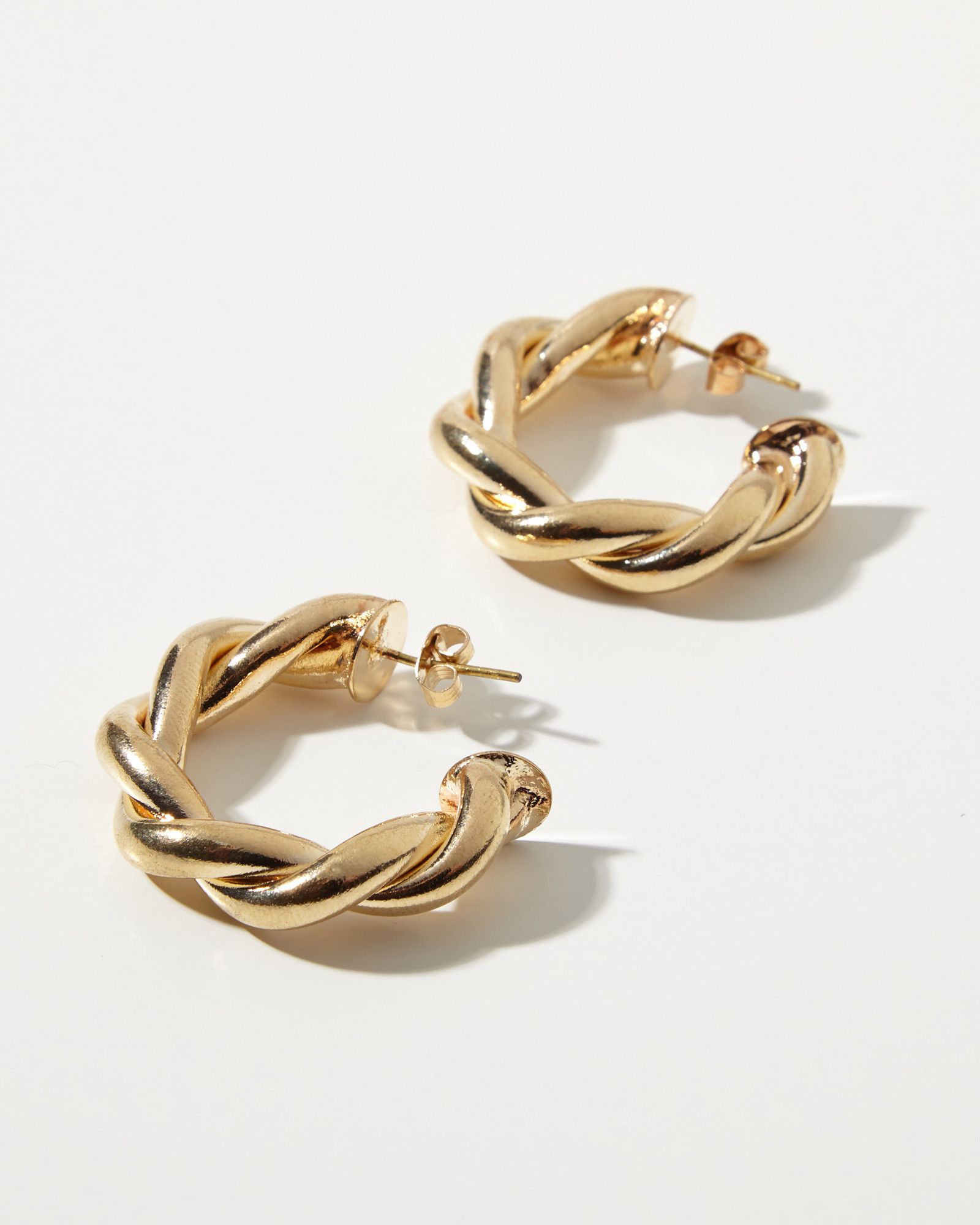 Beech Chunky Twisted Hoop Earrings | Oliver Bonas