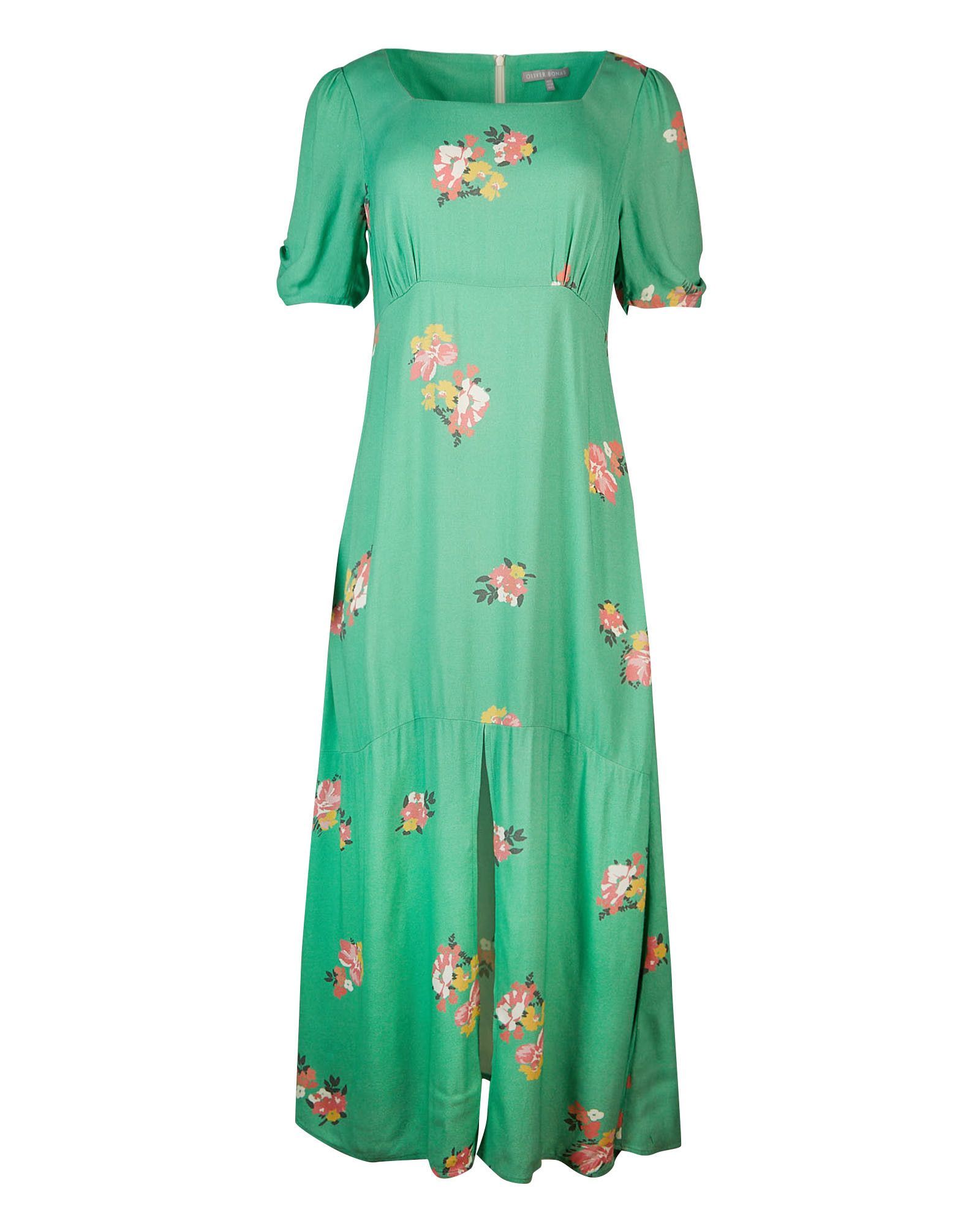 green midi floral dress