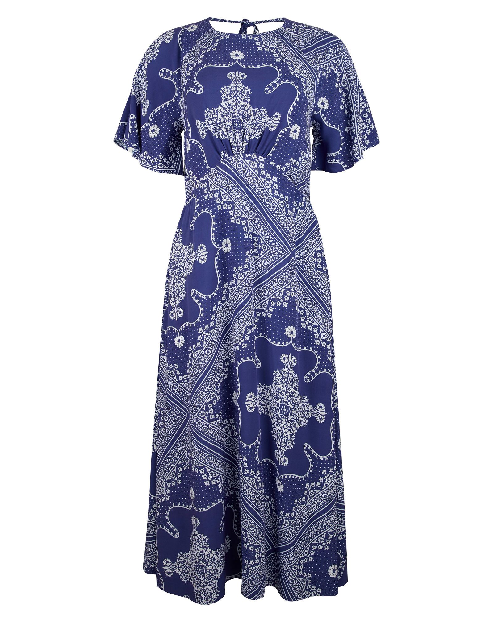 Scarf Print Blue Maxi Dress | Oliver Bonas