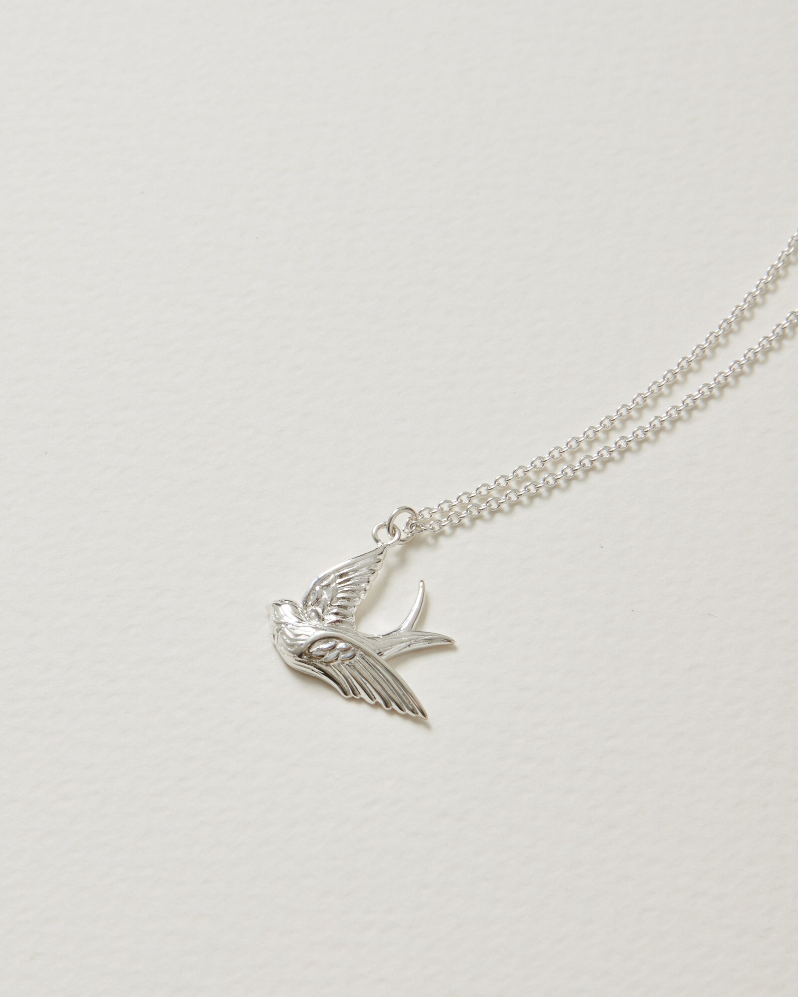 Flying Swallow Bird Silver Pendant Necklace Oliver Bonas