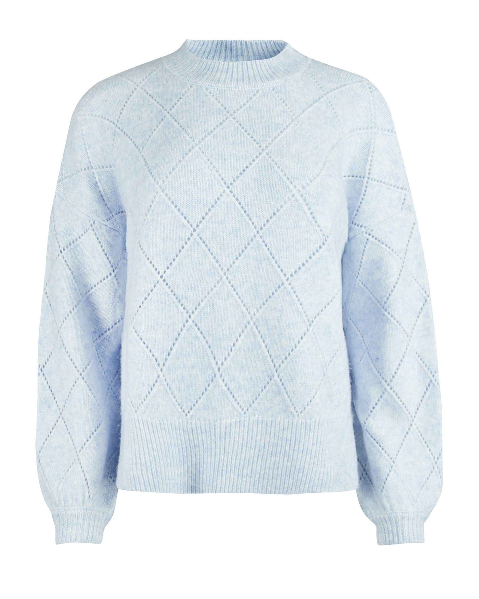 Diamond Pointelle Blue Knitted Sweater | Oliver Bonas US