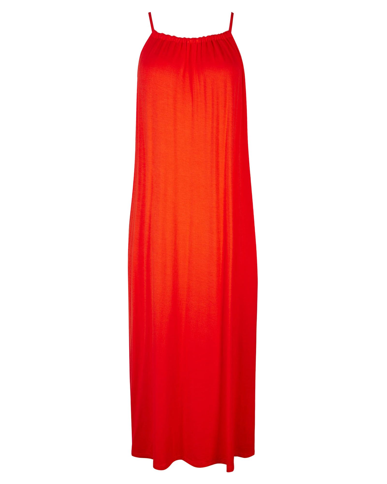 Drawstring Jersey Orange Midi Dress | Oliver Bonas