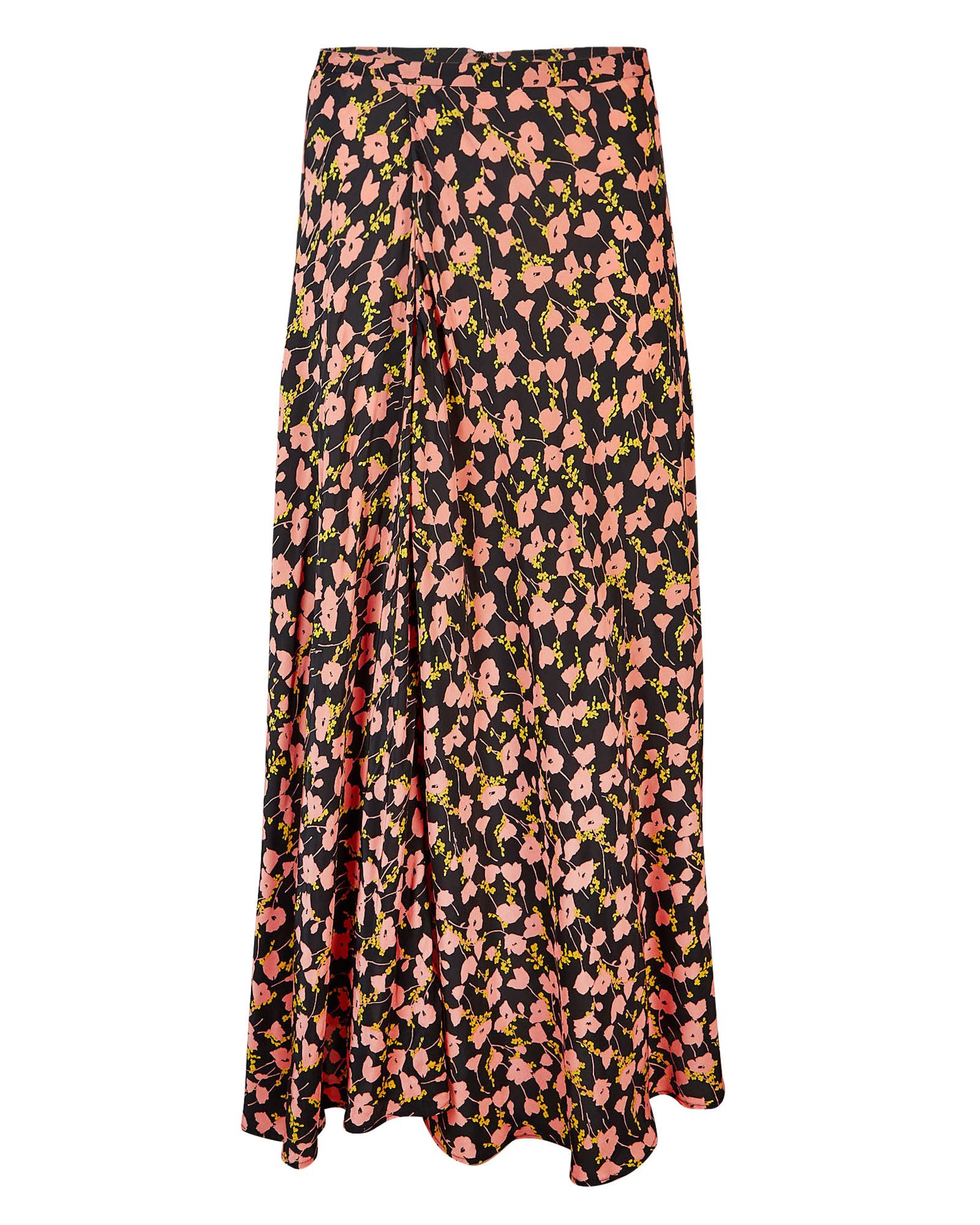 Floral Print Black Midi Skirt | Oliver Bonas