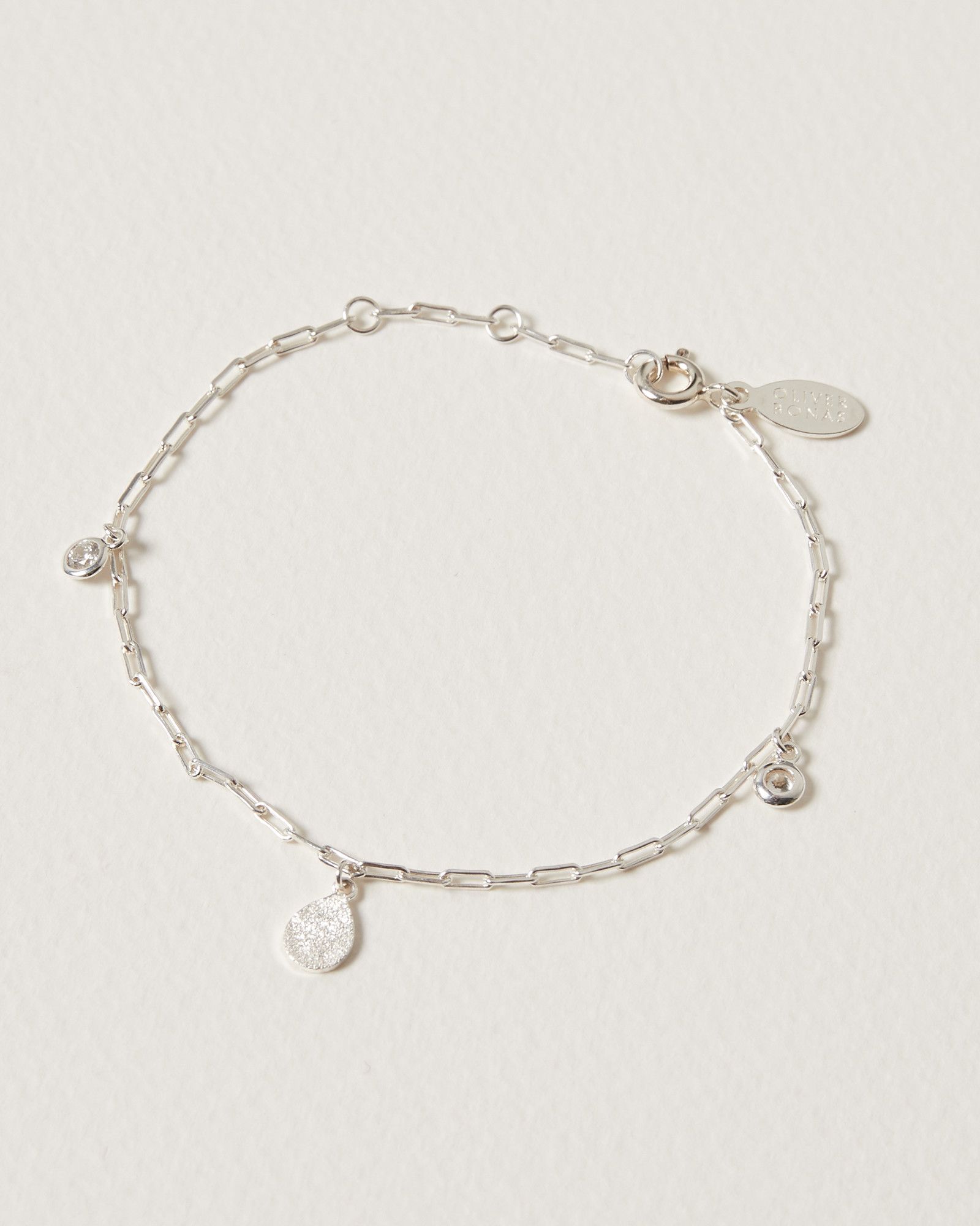 Silves Long Link Multi Charm Silver Bracelet | Oliver Bonas