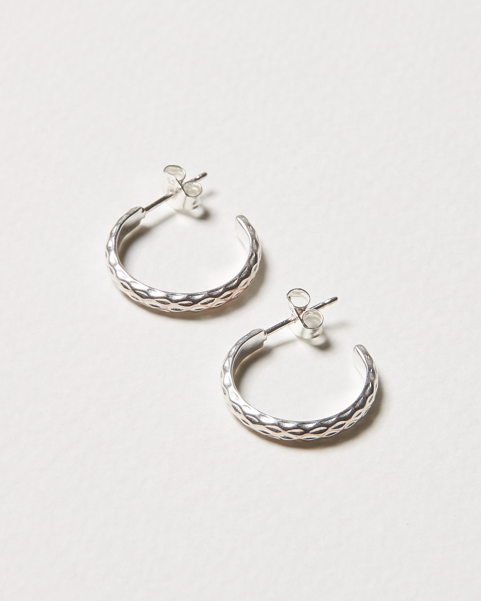 textured silver hoop earrings