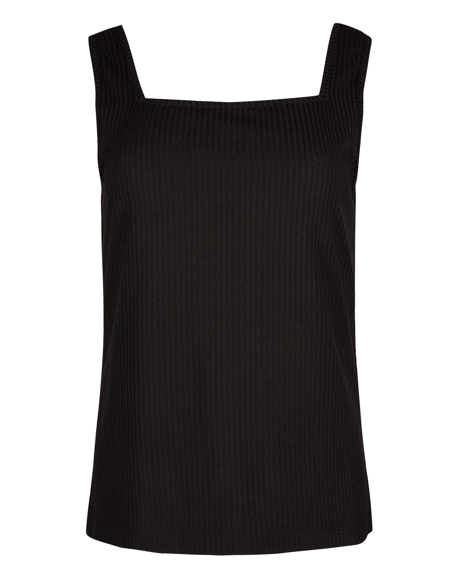 Ribbed Square Neck Black Vest Top | Oliver Bonas