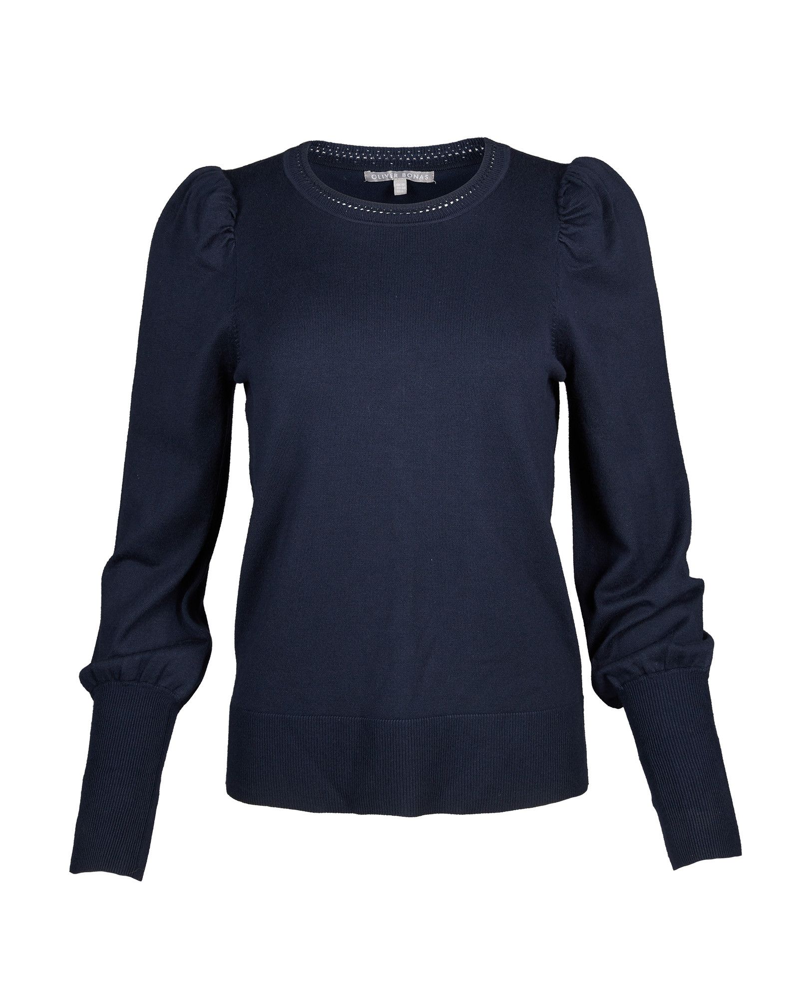 navy puff sleeve sweater