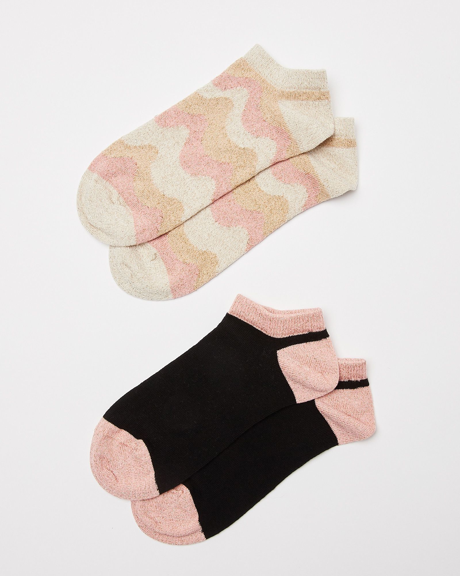 Wavy Striped Trainer Socks Pack of Two 
