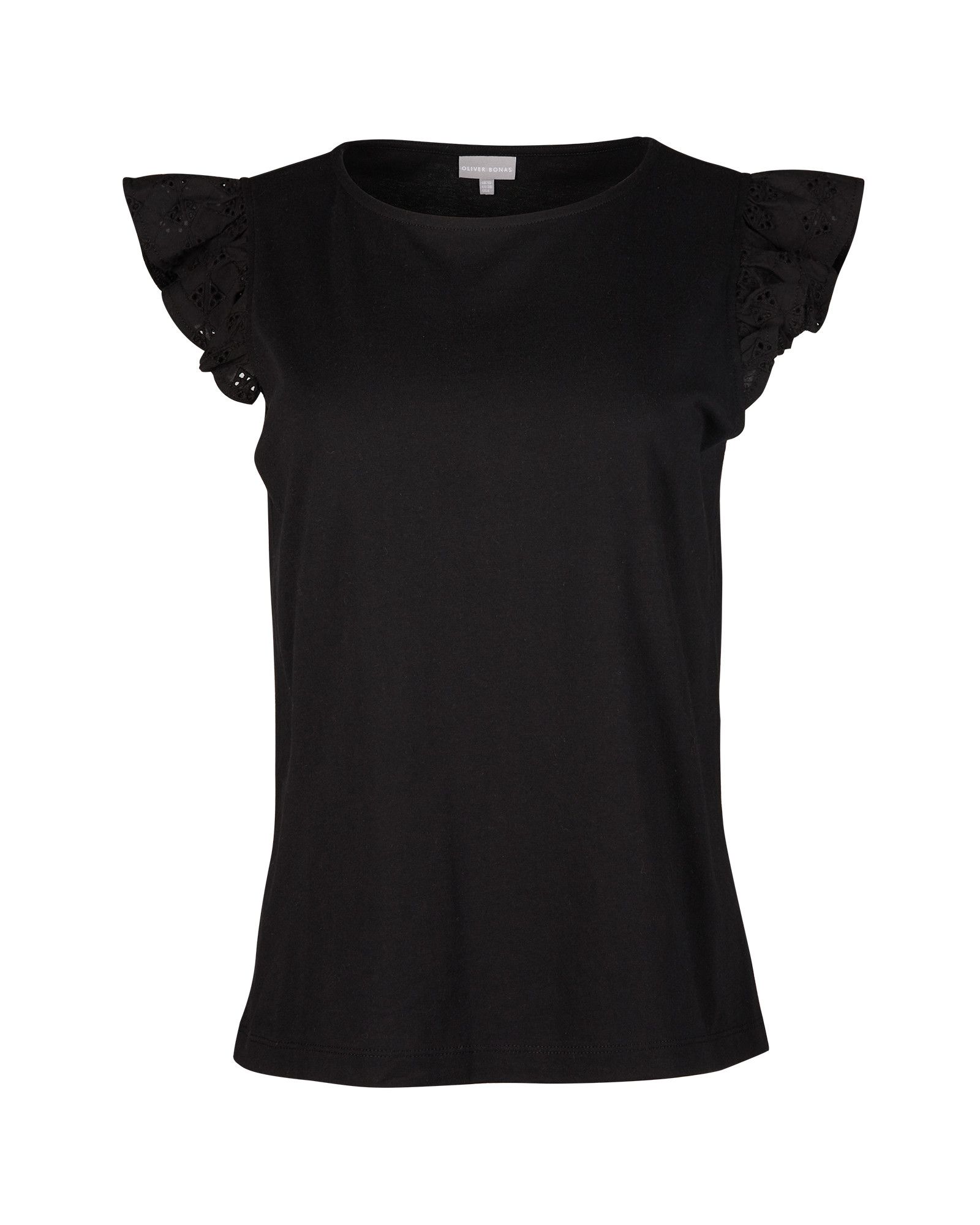 Broderie Black Jersey T-Shirt | Oliver Bonas