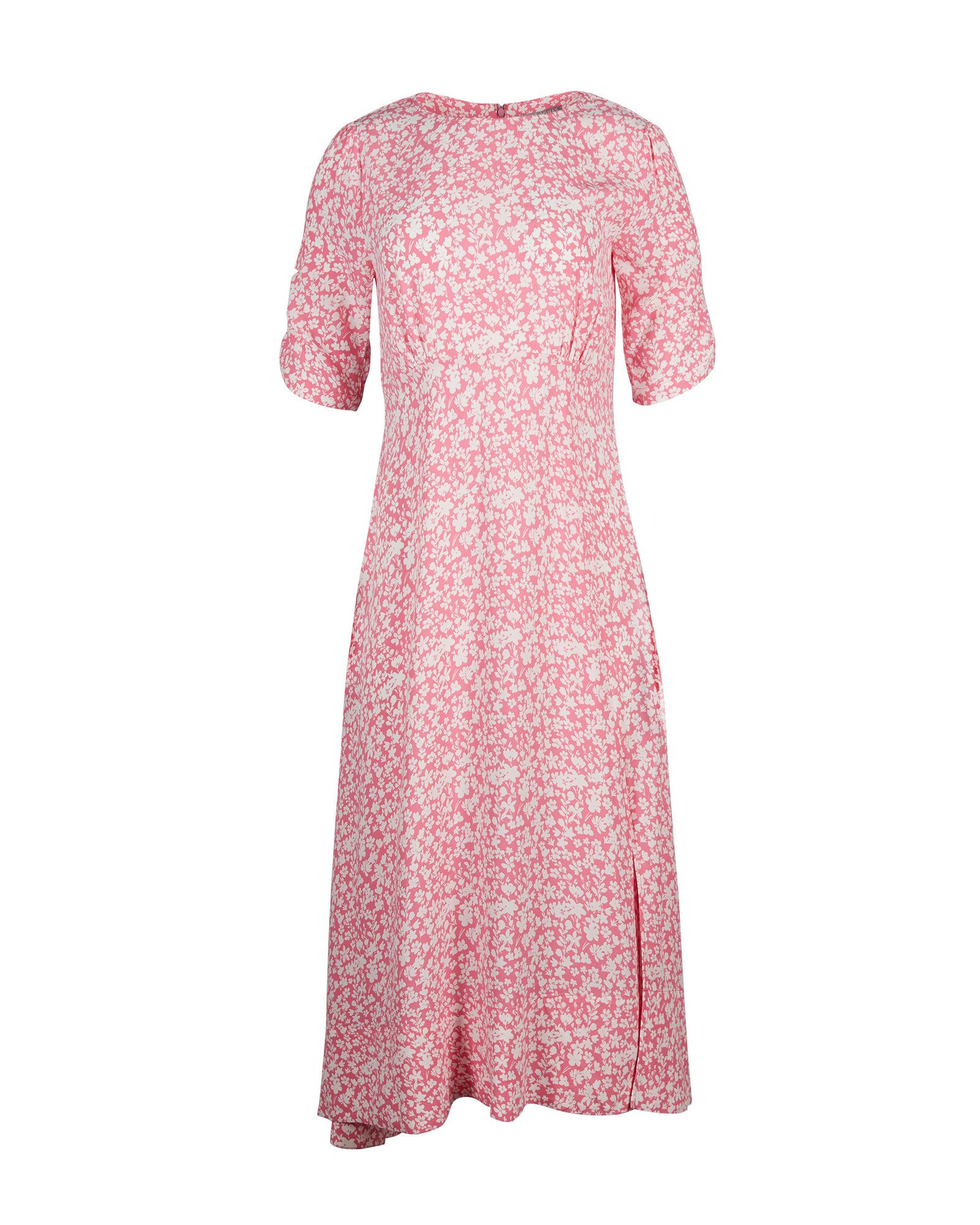 Two Tone Ditsy Floral Pink Midi Dress | Oliver Bonas