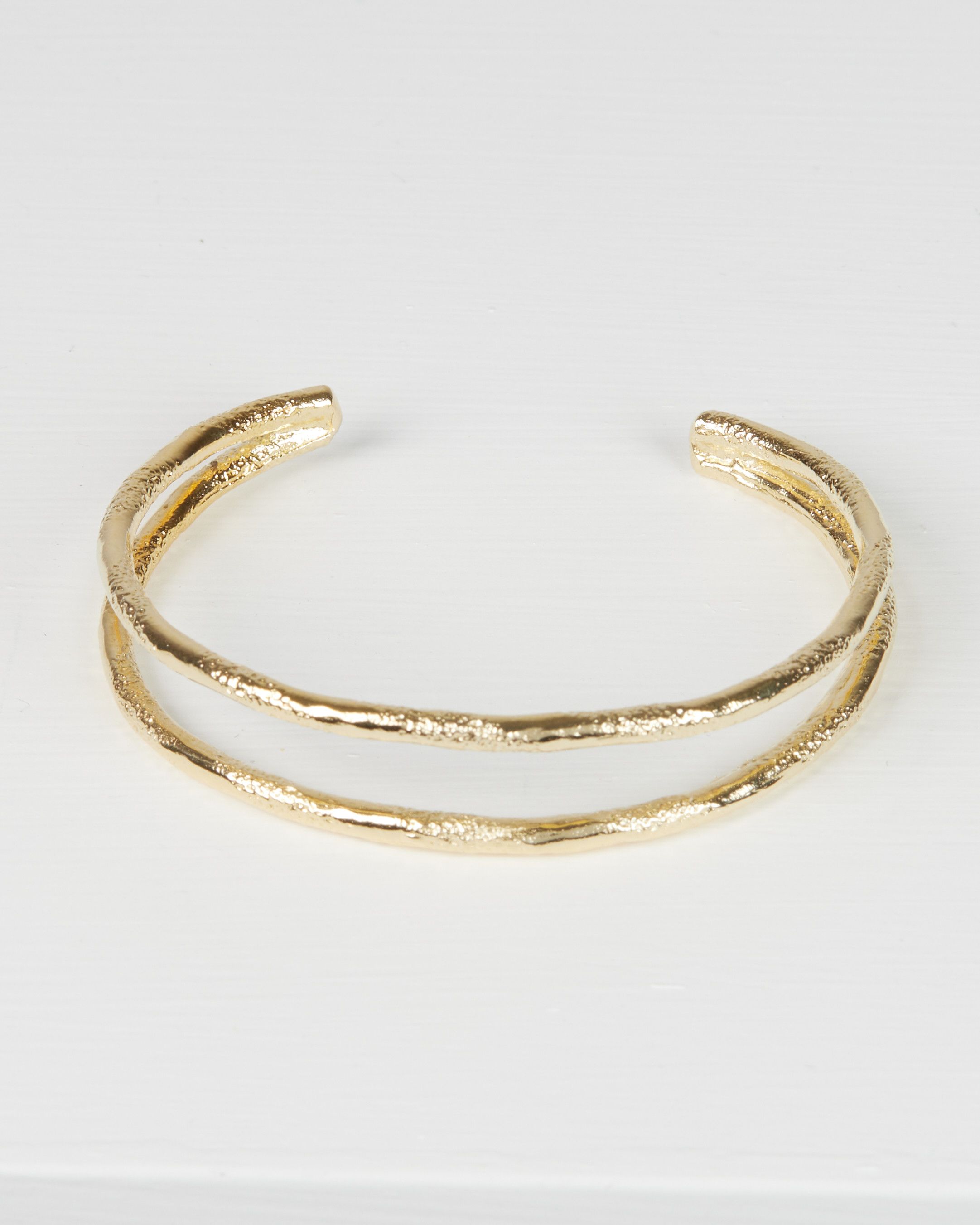 Dianella Textured Double Row Gold Plated Bangle | Oliver Bonas