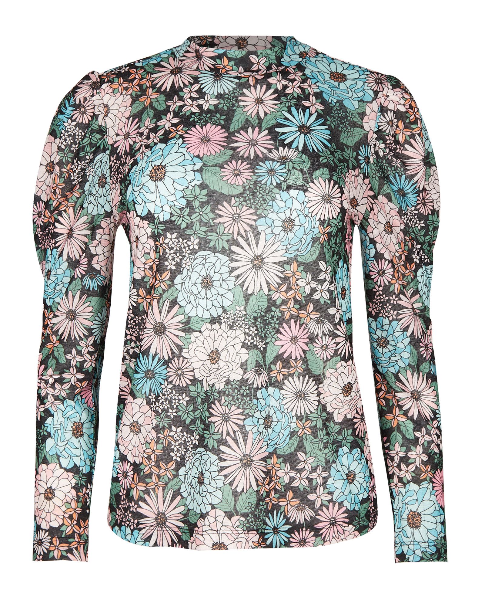 floral mesh long sleeve top