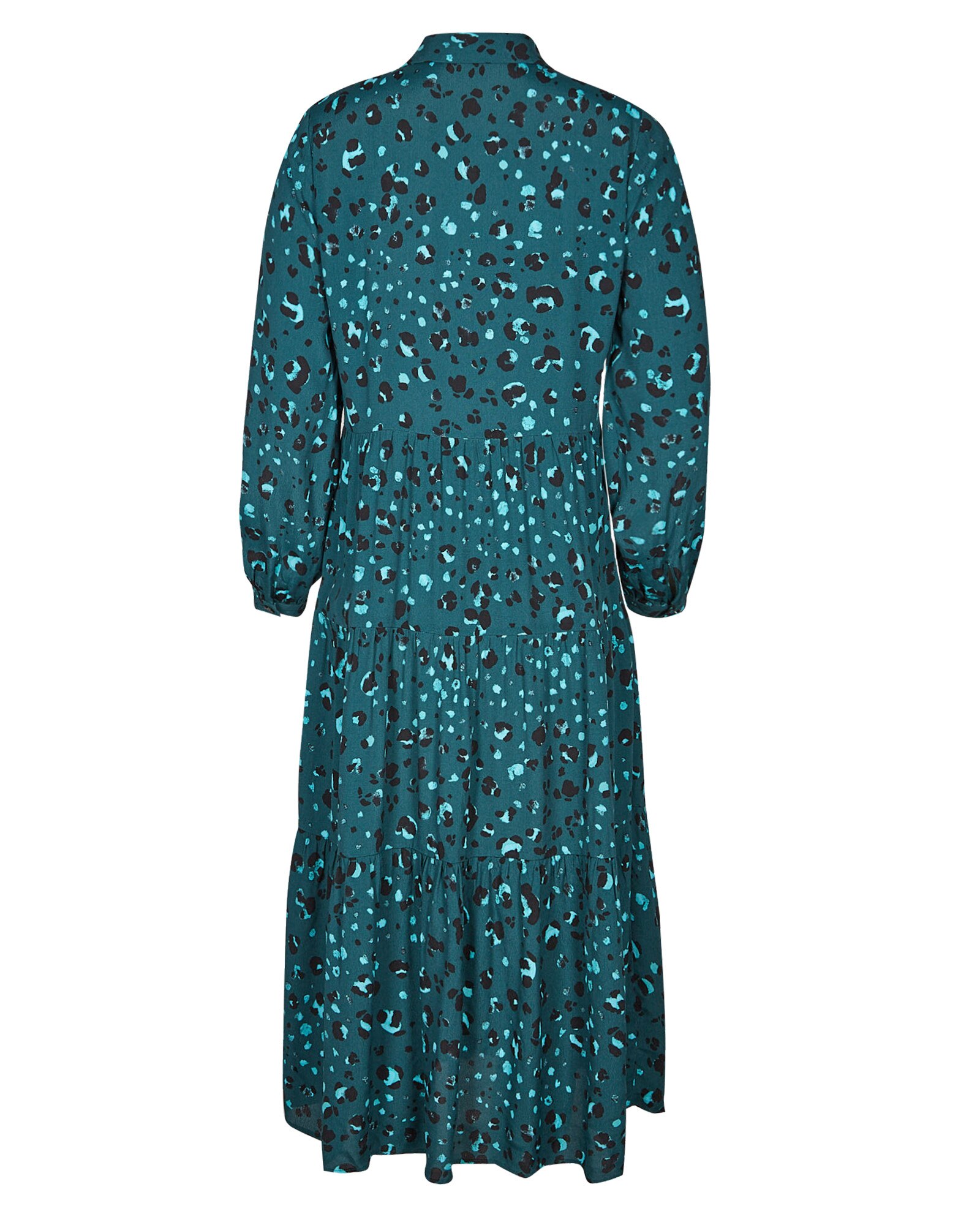 Snow Leopard Print Teal Blue Midi Shirt Dress Oliver Bonas