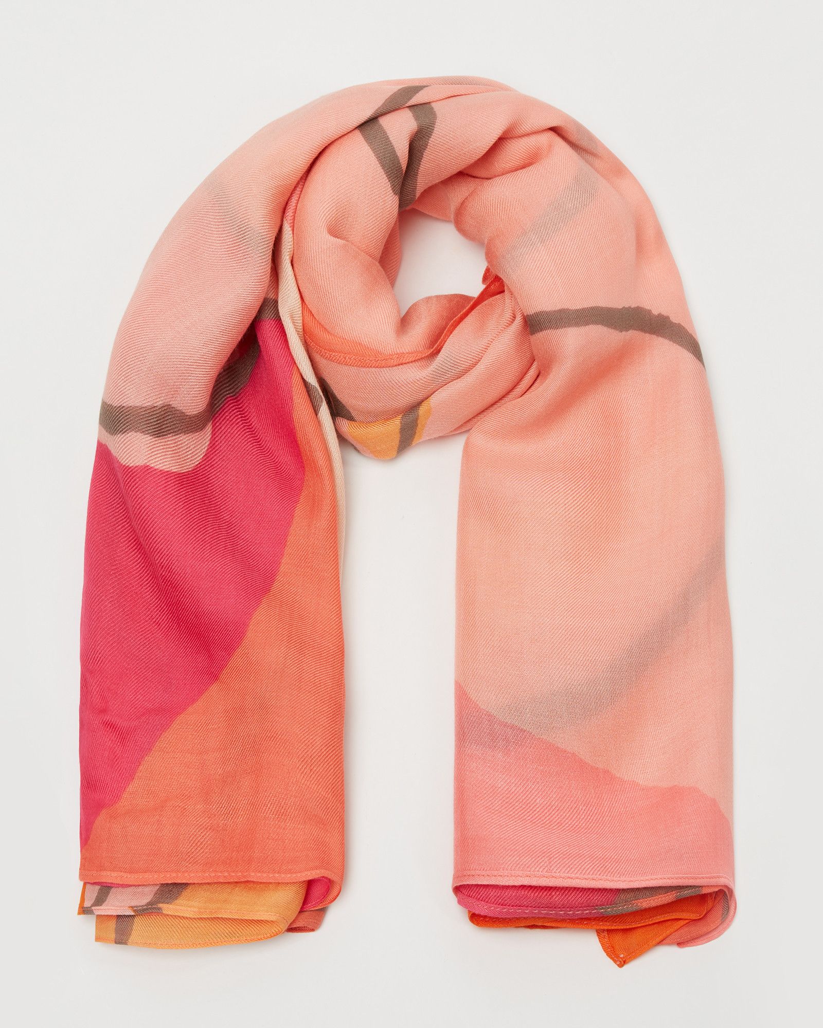 Colour Block Orange Lightweight Scarf Oliver Bonas