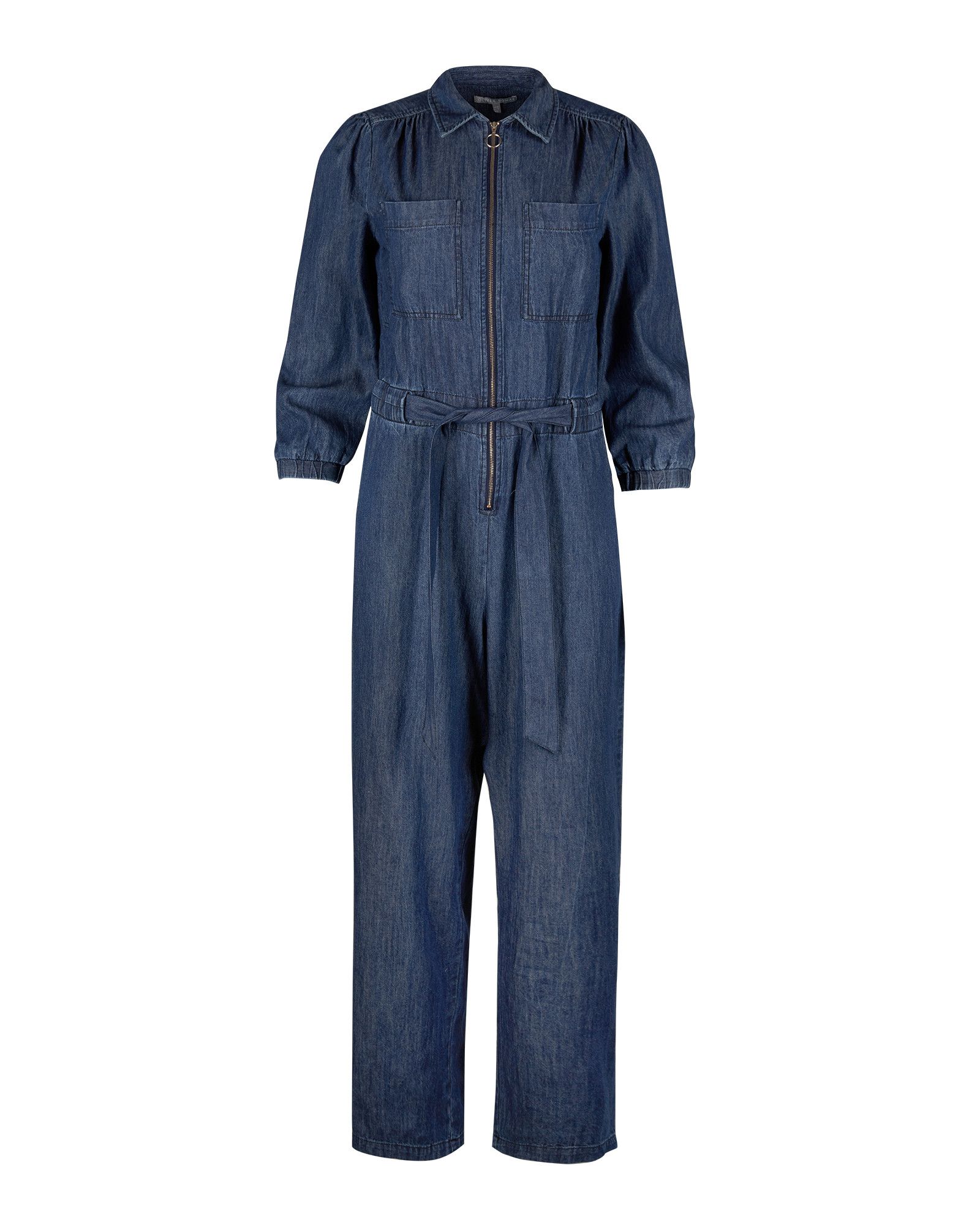 Chambray Utility Denim Blue Jumpsuit | Oliver Bonas