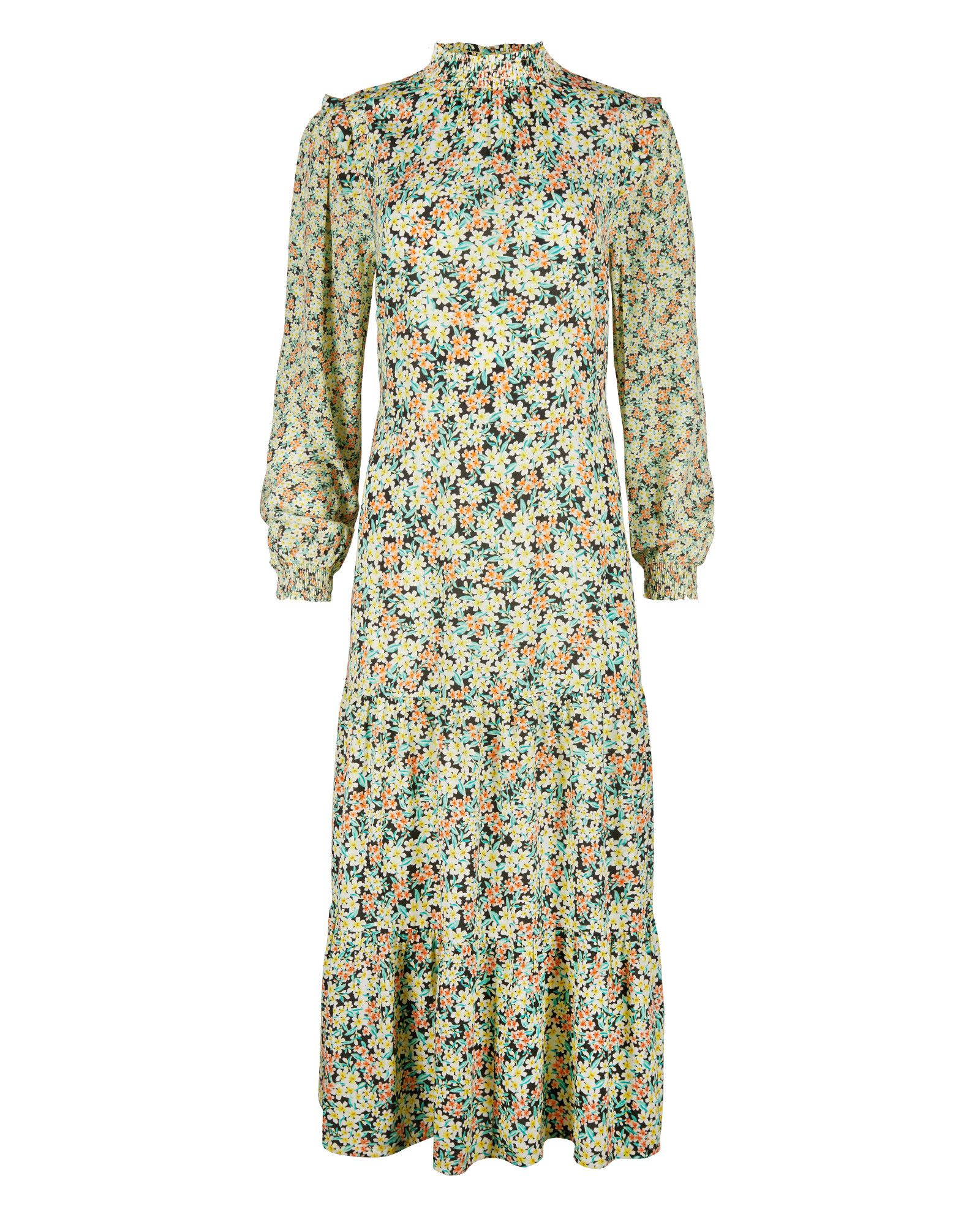 Cute Cluster Floral Print Yellow Maxi Dress | Oliver Bonas