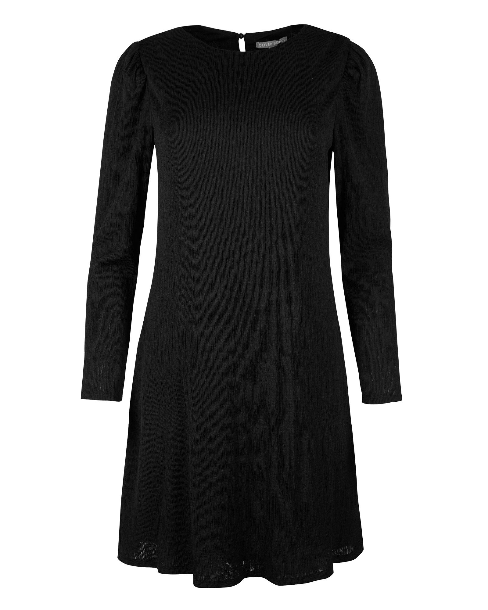 Plisse Black Jersey Mini Dress | Oliver Bonas