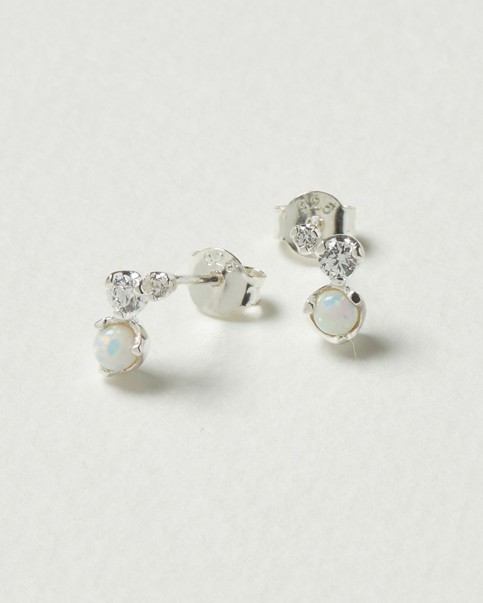 Hazel Gem Curve Silver Stud Earrings | Oliver Bonas