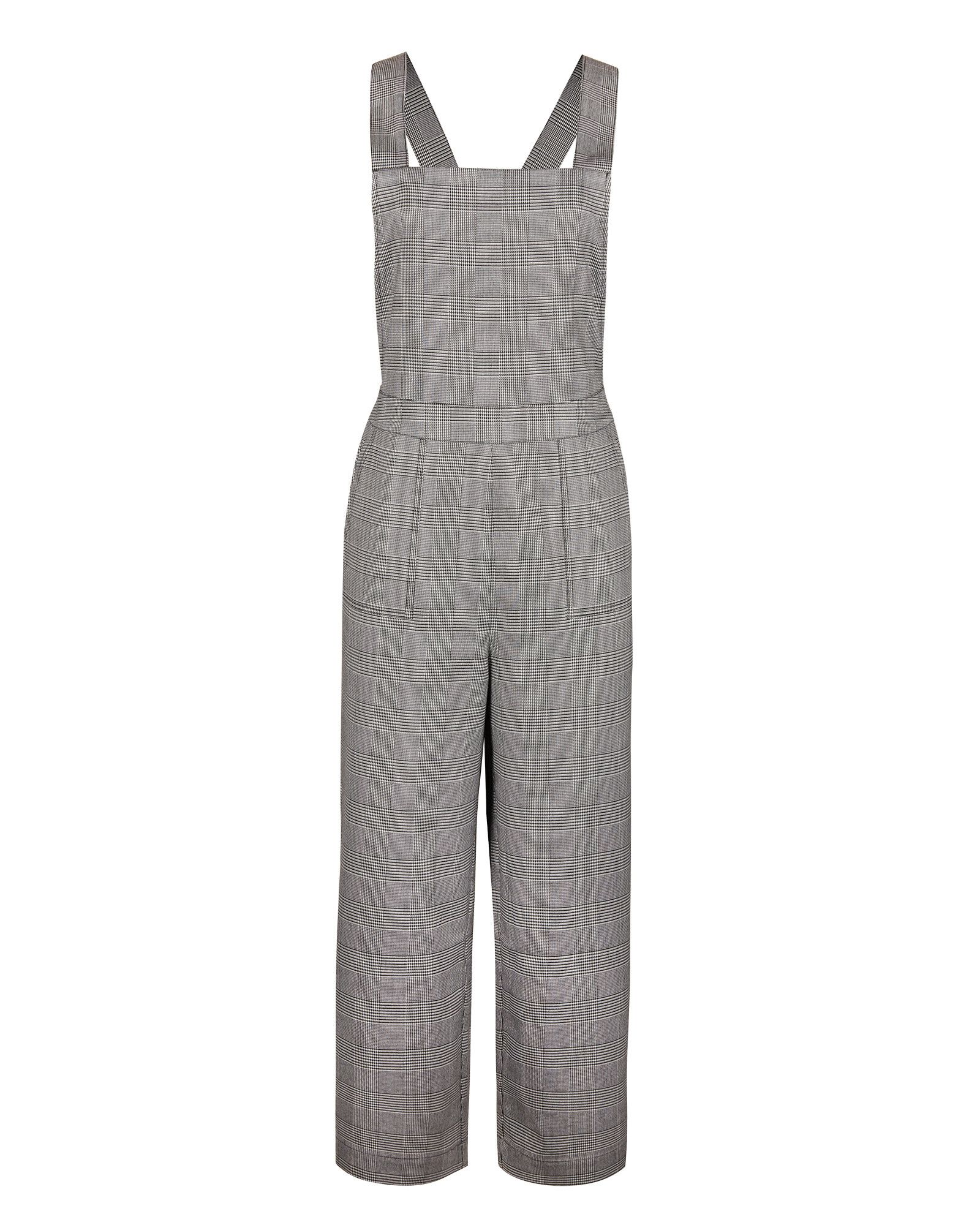 checked dungaree jumpsuit