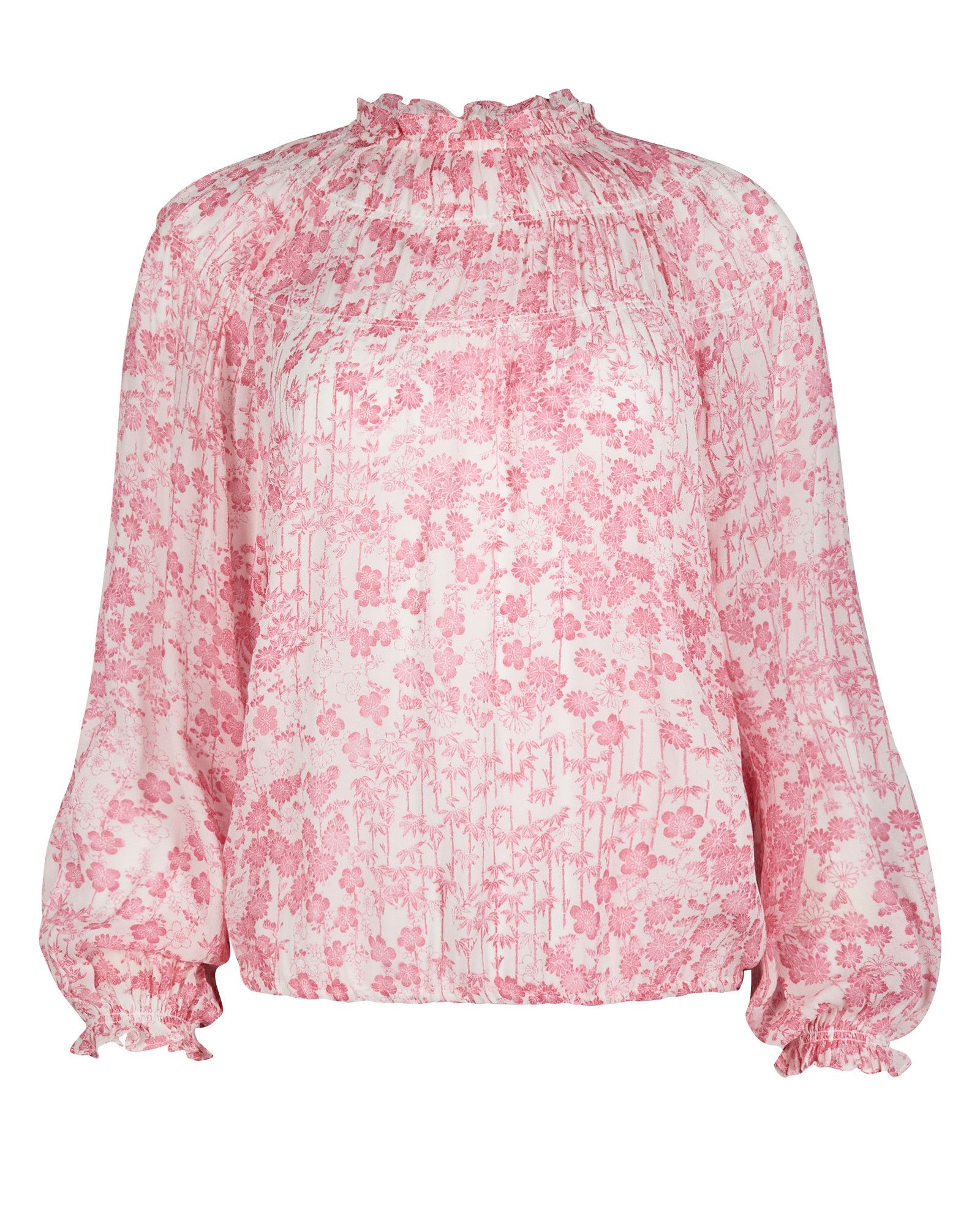 Bamboo Floral Print Pink & White Blouse | Oliver Bonas
